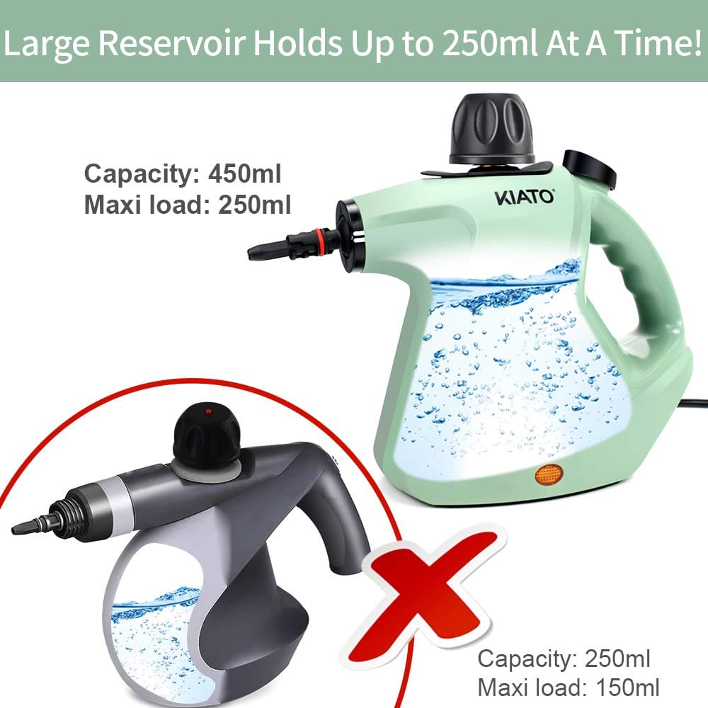 Portable Handheld Steam Cleaner for Cleaning - 10-in-1 Upholstery Steamer for Home, Sofa, Car, Office - Green - Review Image 3