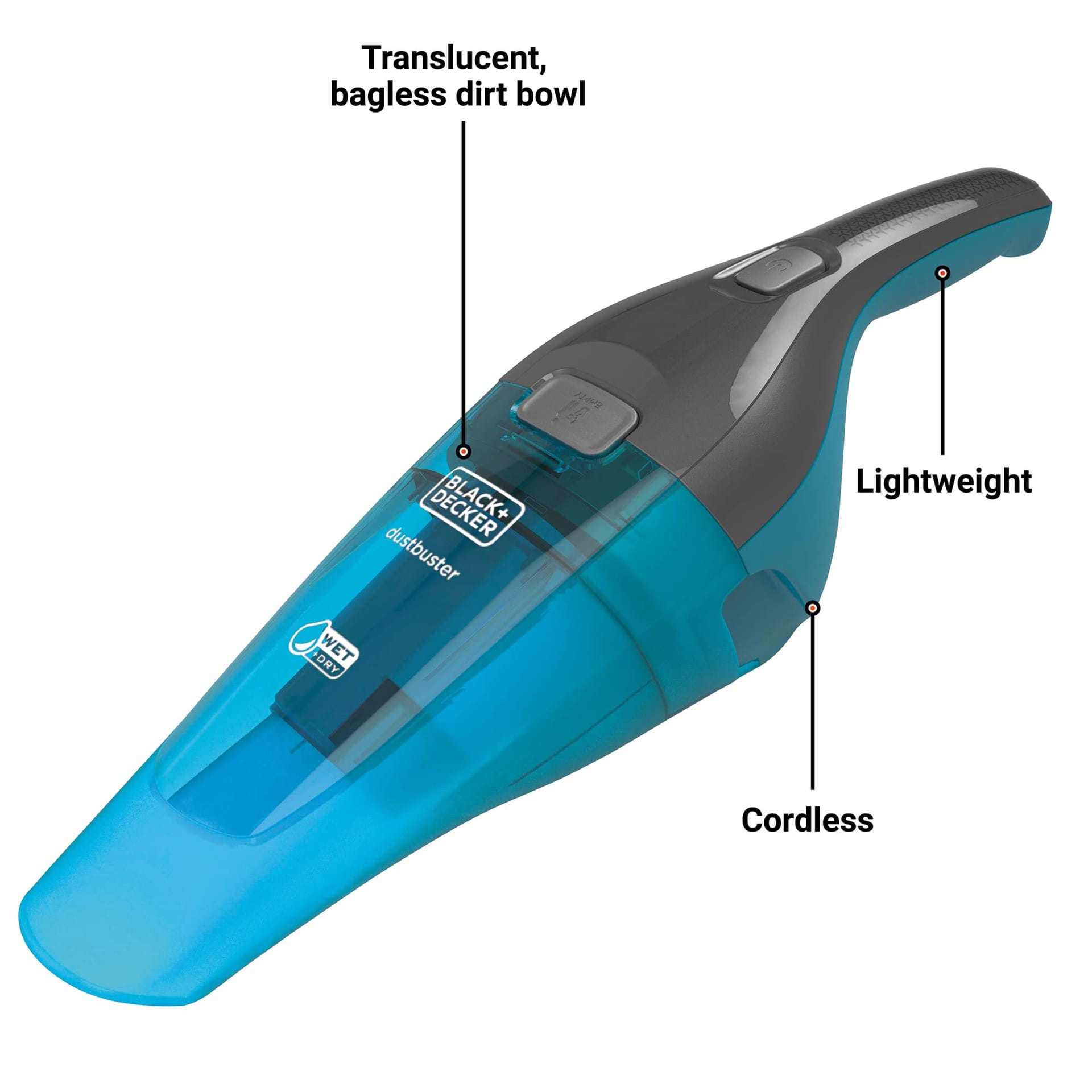 Black+Decker Dustbuster Wet/Dry Handheld Vacuum - Cordless Hand Vac (Hnvc215Bw52) for Pet Hair and Quick Clean-Ups - Review Image 2