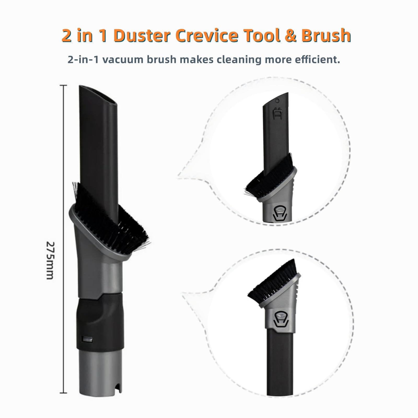 Jedeleos 2-in-1 Duster Crevice Tool & Brush Attachment for Shark Rotator and Rocket Vacuum Cleaners - Review Image 2