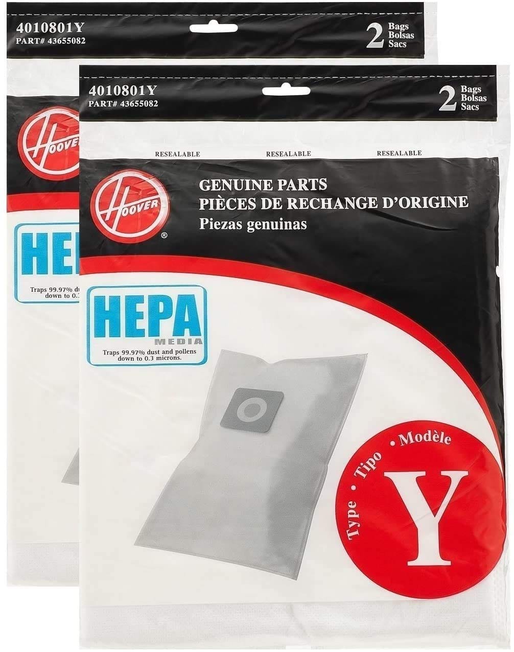 Genuine Hoover AH10040CT Type Y HEPA Pleated Vacuum Bags (Pack of 4)