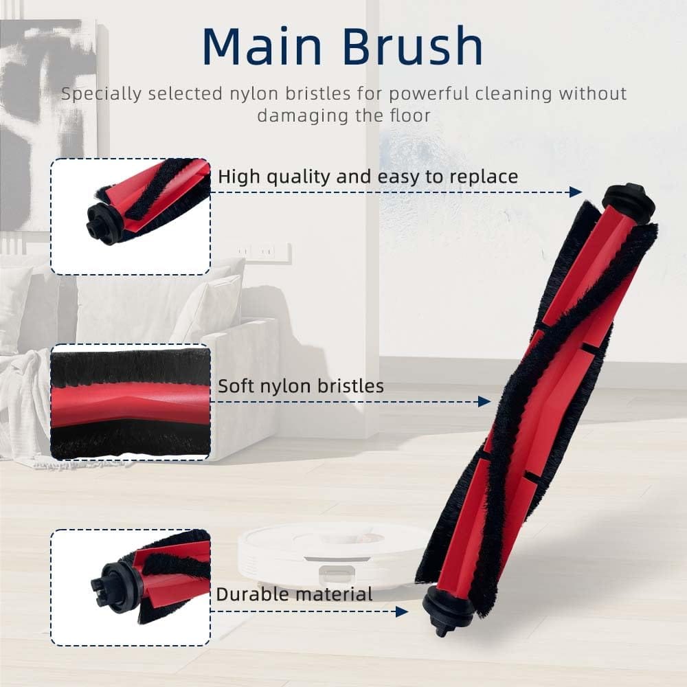 Compatible Replacement Kit for Roborock Q5, Q5+, Q5 Plus Robot Vacuum Cleaner Spare Parts - Includes 1 Main Brush, 4 Hepa Filters, 4 Side Brushes - Review Image 2