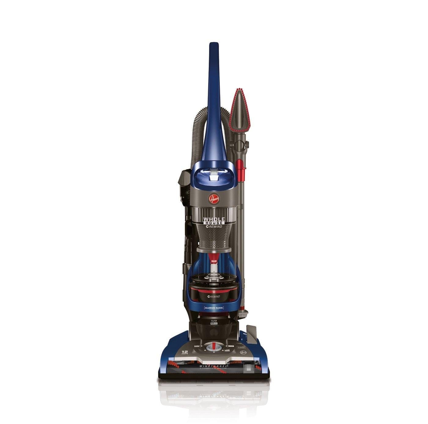 Hoover Windtunnel 2 Whole House Rewind Corded Bagless Upright Vacuum Cleaner with HEPA Filtration - Blue