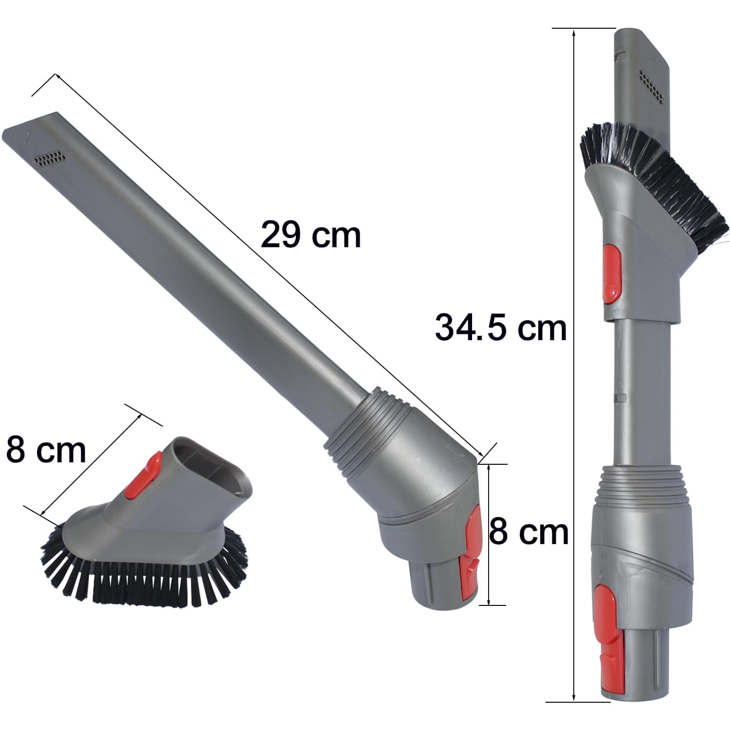 Dual-Function Vacuum Crevice Tool for Dyson V7 V8 V10 V11 V12 V15 - Dust Brush & Corner Nozzle Attachment - Review Image 2