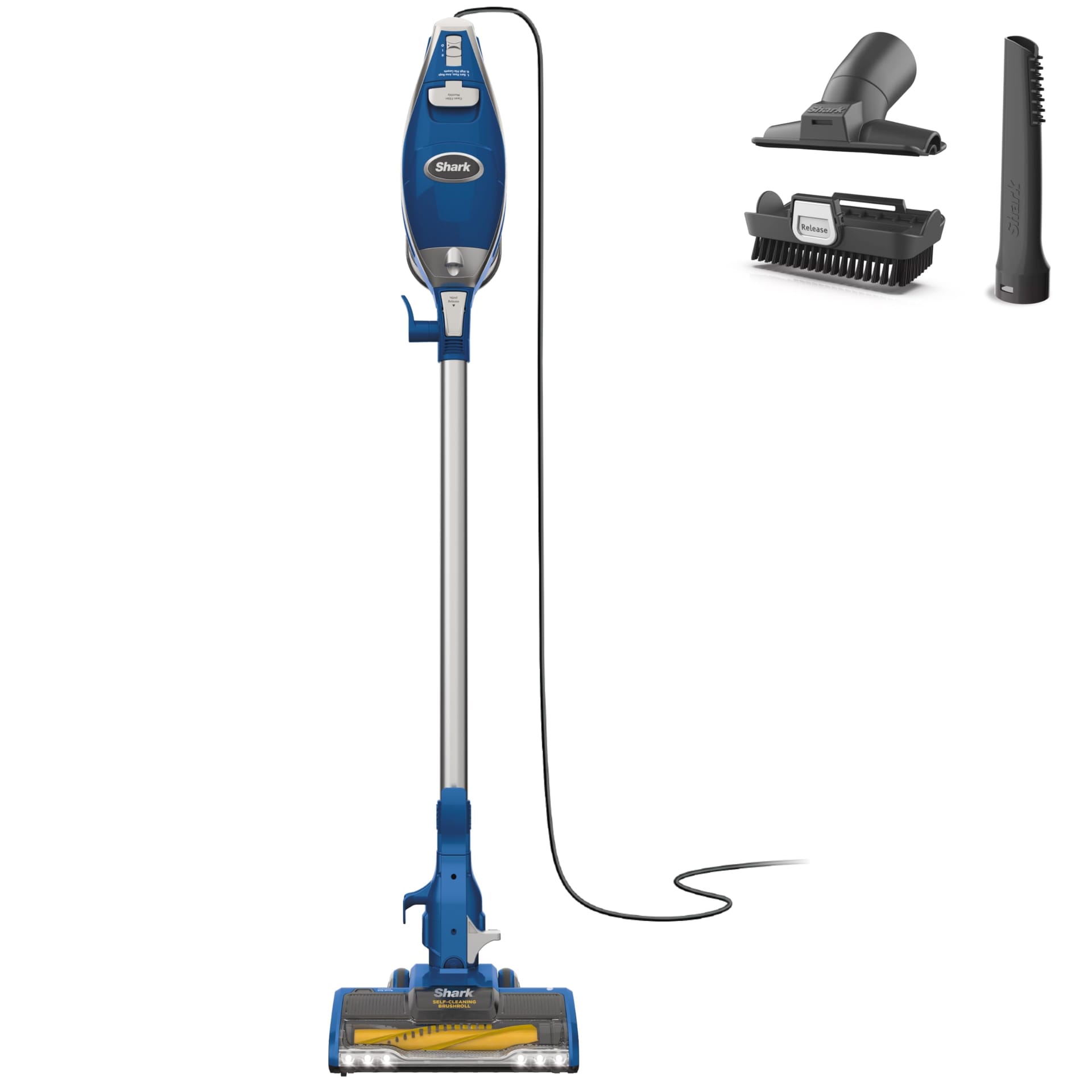 Shark Rocket HV343AMZ Corded Stick Vacuum with Self-Cleaning Brushroll, Lightweight & Maneuverable - Ideal for Pet Hair Pickup, Converts to Hand Vacuum, Crevice & Upholstery Tools Included, Blue/Silver