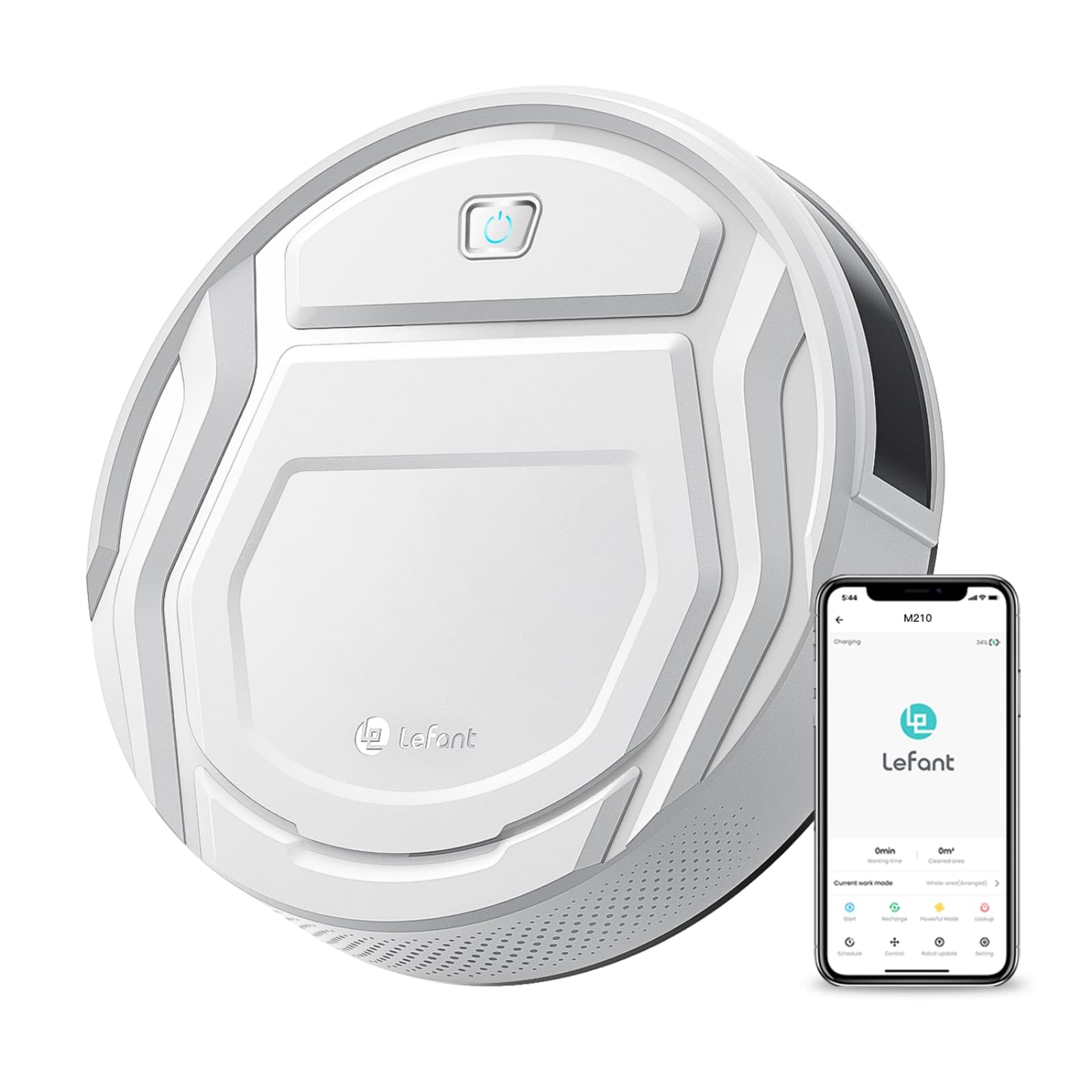 Lefant Robot Vacuum Cleaner with Strong Suction, 120 Mins Runtime, Wi-Fi Control - Ideal for Pet Hair & Hard Floors, M210