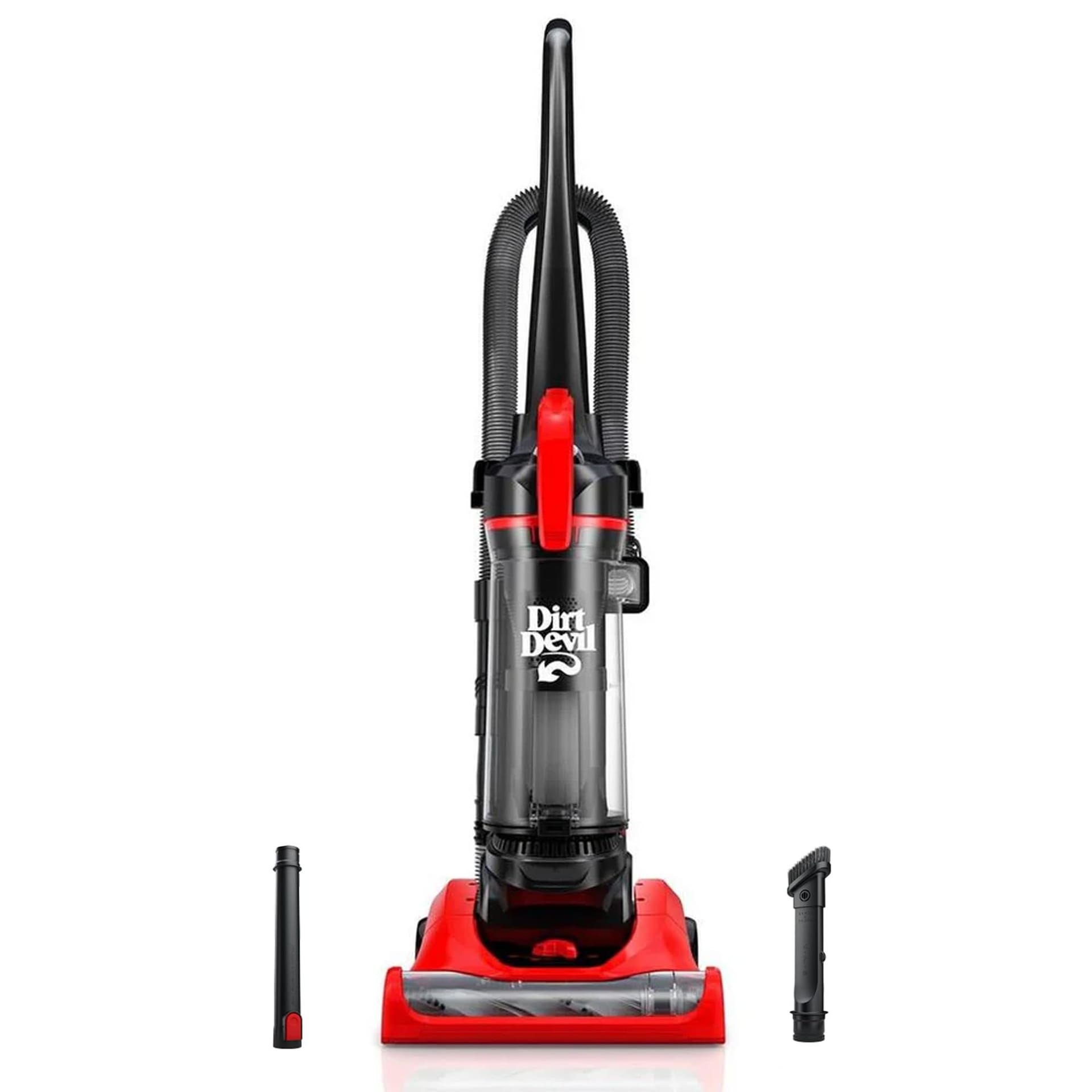 Dirt Devil Multi-Surface+ Upright Bagless Vacuum Cleaner Machine with Powerful Suction for Carpet and Hard Floor Cleaning, Lightweight, 4-Level Height Adjustment, Extended Filtration, UD76200V, Red