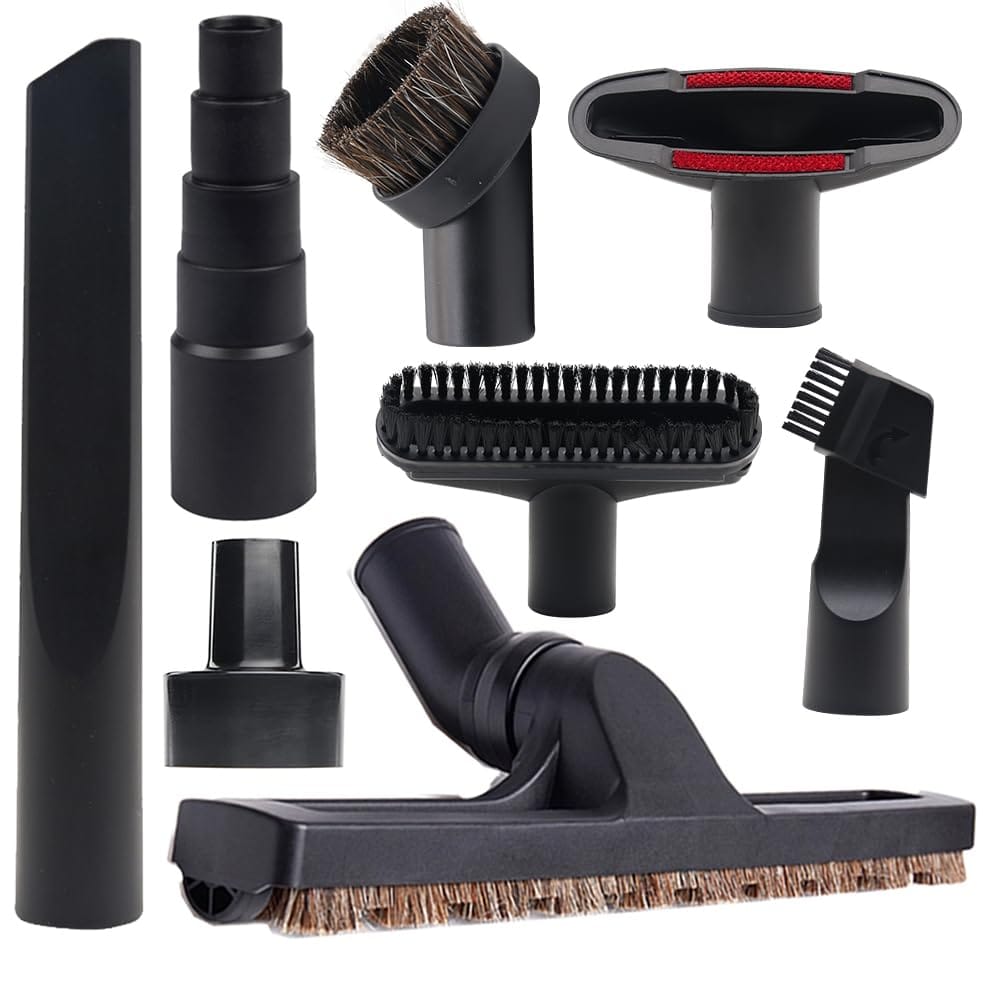Universal Vacuum Attachments Kit for Shop Vac Accessories - 8 Pcs Set with Hose Adapters, Crevice Tool, and Vacuum Cleaner Accessories