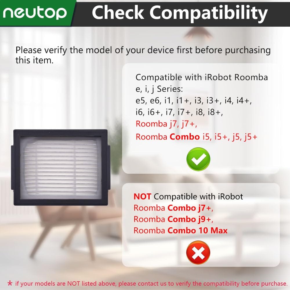 High-Efficiency HEPA Filters Replacement for iRobot Roomba E I & J Series - Compatible with E5 E6 I1 I1+ I3 I3+ I4 I4+ I6 I6+ I7 I7+ I8 I8+ J7 J7+ And Combo J5 J5+ I5 I5+ Plus Robot Vacuums, 6-Pack - Review Image 2