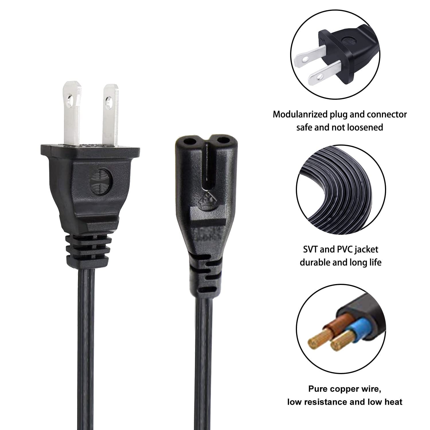 8ft 2 Prong Power Cord Replacement for Roomba Home Base Charging Dock 960 980 985 690 675 677 614 620 645 650 670 671 770 805 860 880 890 891 500 600 700 800 Series - Review Image 5