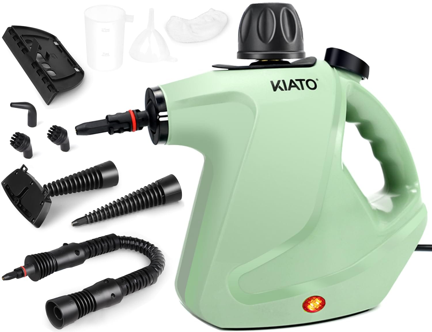 Portable Handheld Steam Cleaner for Cleaning - 10-in-1 Upholstery Steamer for Home, Sofa, Car, Office - Green