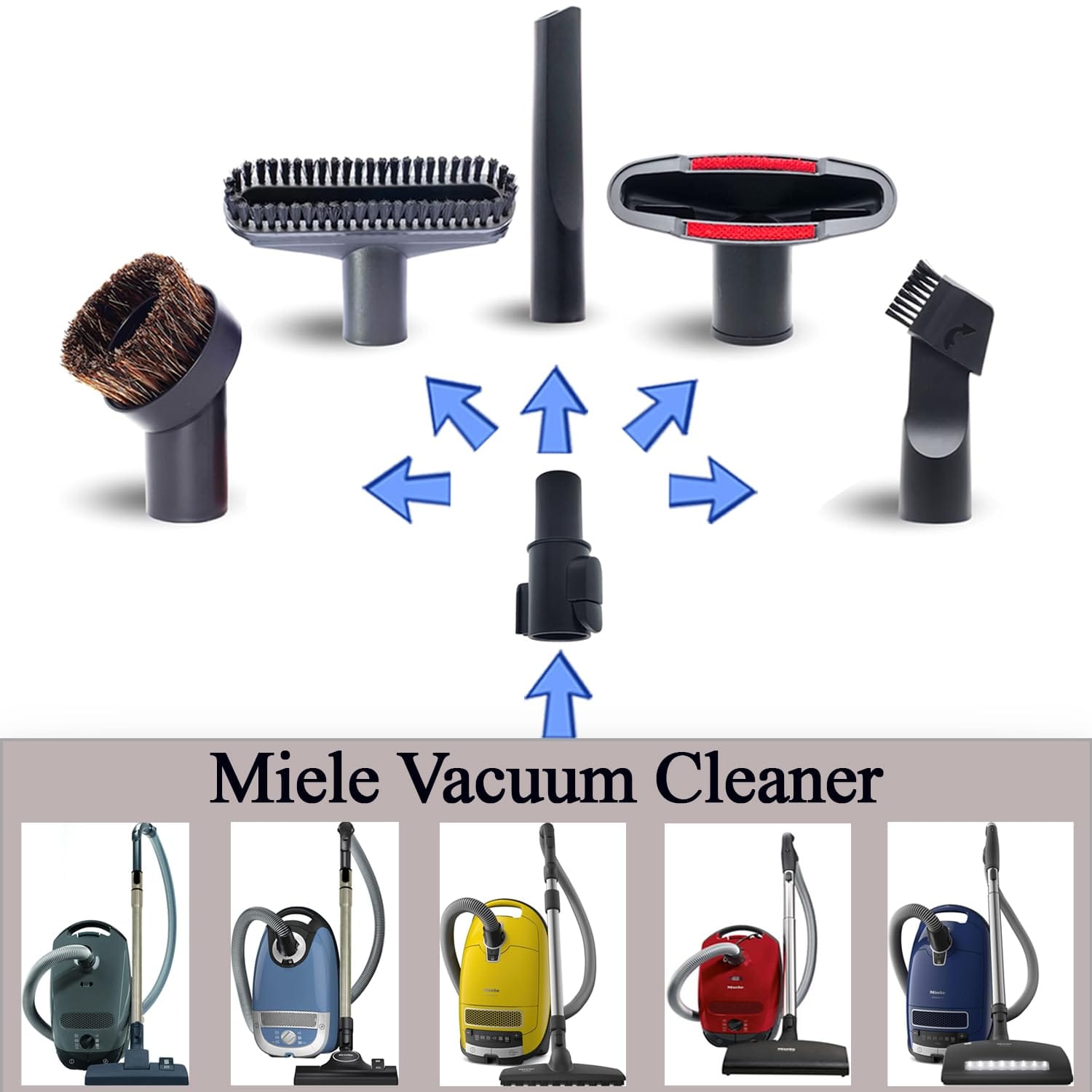 Miele Vacuum Cleaner Attachment Kit with 1-1/4'' Hose Adapter - Compatible with Miele C1 C2 C3 Models - Review Image 2