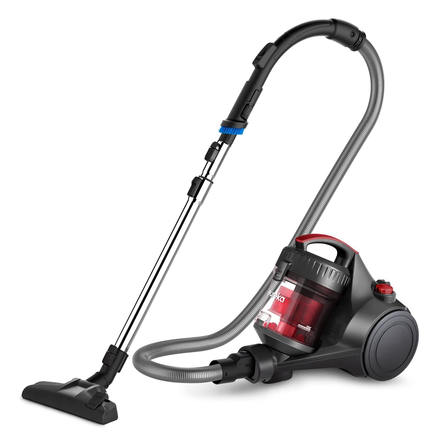 Eureka Whirlwind Lightweight Bagless Canister Vacuum Cleaner for Carpets and Hard Floors, Red - Multi-Surface, Pet Hair Compatible