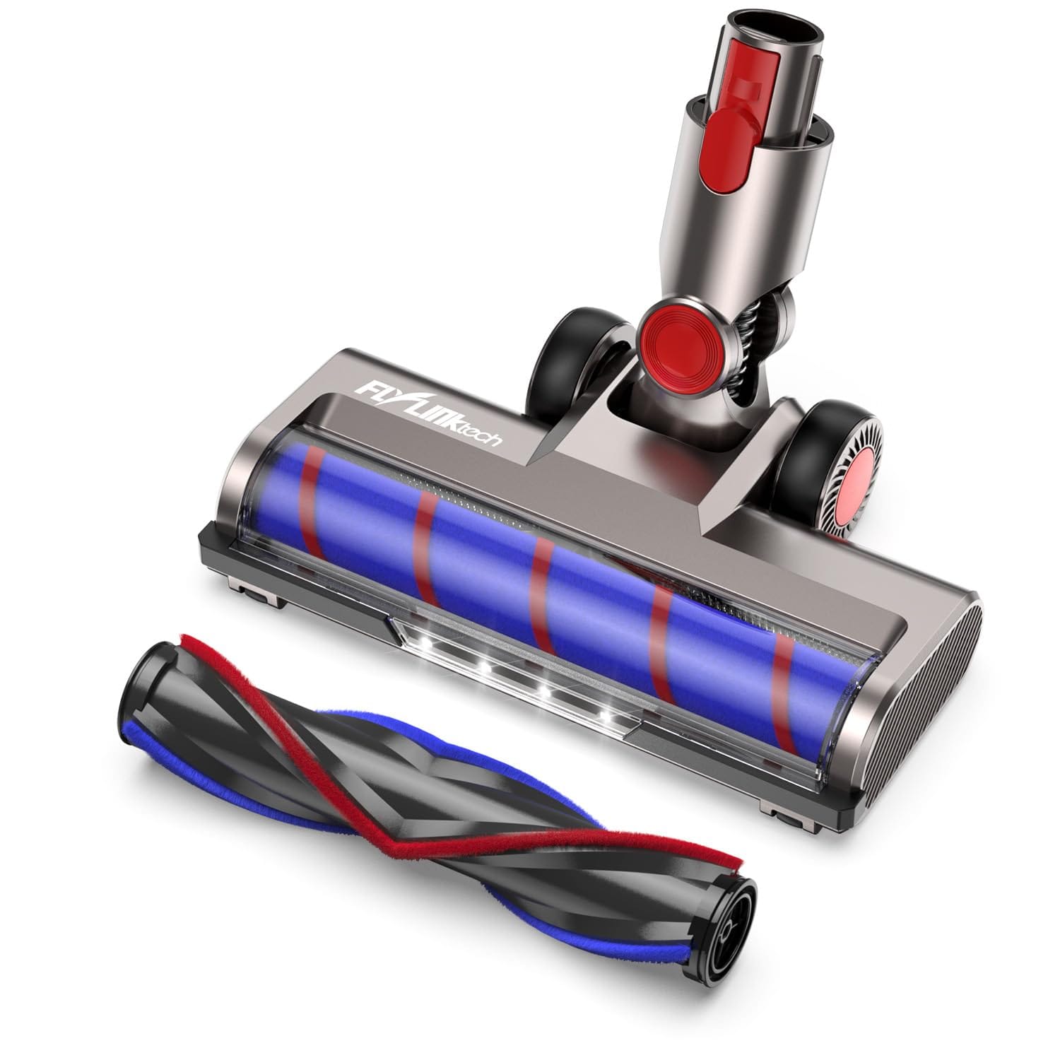 Flylinktech LED Motorhead Vacuum Attachment Compatible with V7, V8, V10, V11, V15, Sv10, Sv11, Sv12, Sv14 Cleaners - Turbo Bristle Rollers for Hardwood Floors & Carpets