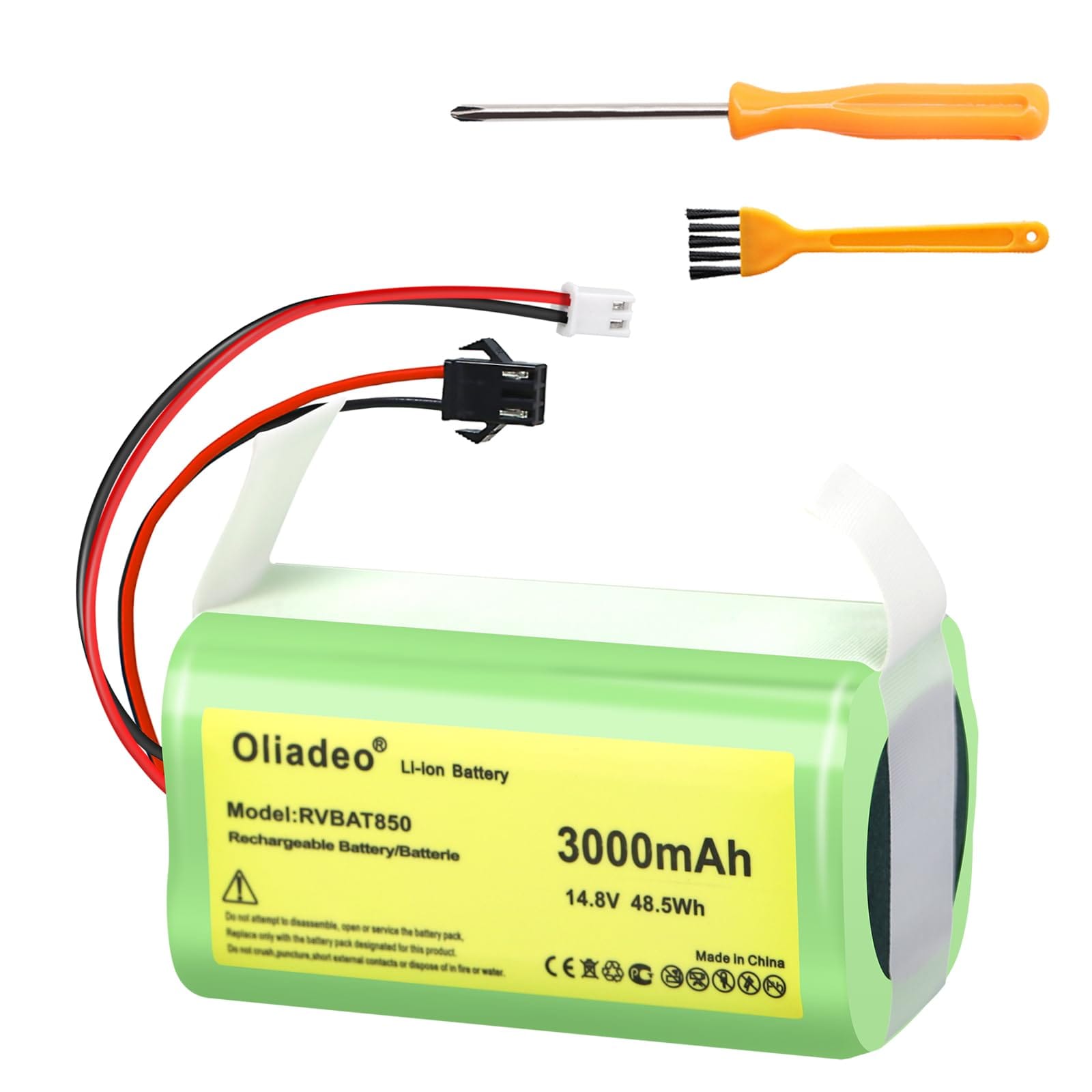 Lithium-ion Replacement Battery for Shark Ion Robot Vacuum Cleaners with Tool - Rvbat850 3.0Ah Li-Ion 14.8V 3000mAh Lithium Rvbat700