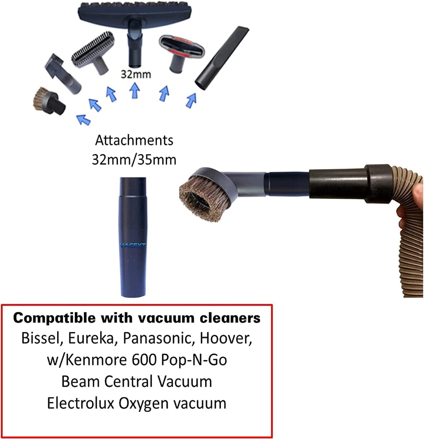 Universal Vacuum Hose Adapter Kit - Compatible with Bissell, Kenmore, Electrolux, Dirt Devil, Hoover - Pool Vacuum, Wet/Dry Shop Vac Adapter Set - Review Image 5