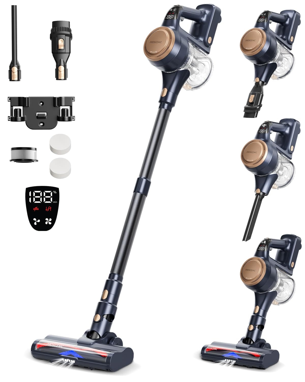 Best Value Proscenic P11 Lite Cordless Vacuum Cleaner for Home with 38Kpa Suction, LED Display, Anti-Tangle Brush, Lightweight - Perfect for Pet Hair, Budget-Friendly