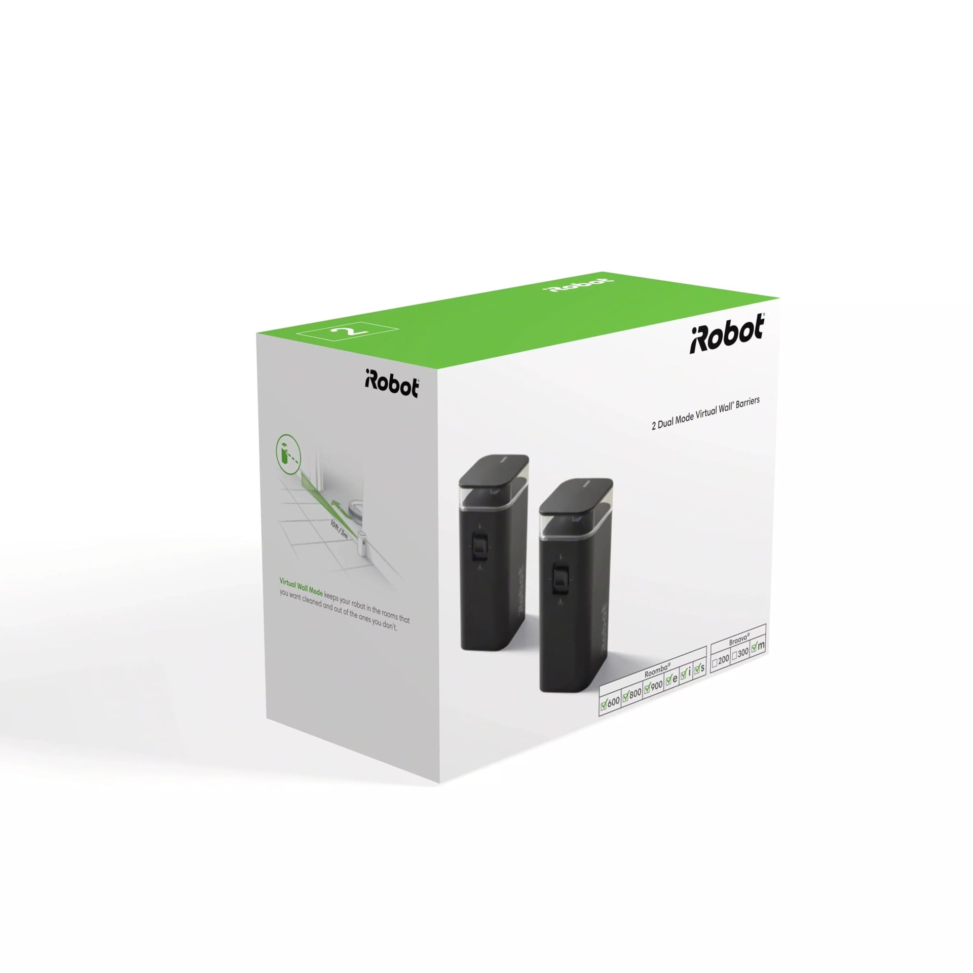 Irobot Dual Mode Virtual Wall Barriers 2-Pack for Roomba 600 Series - Authentic Replacement Parts