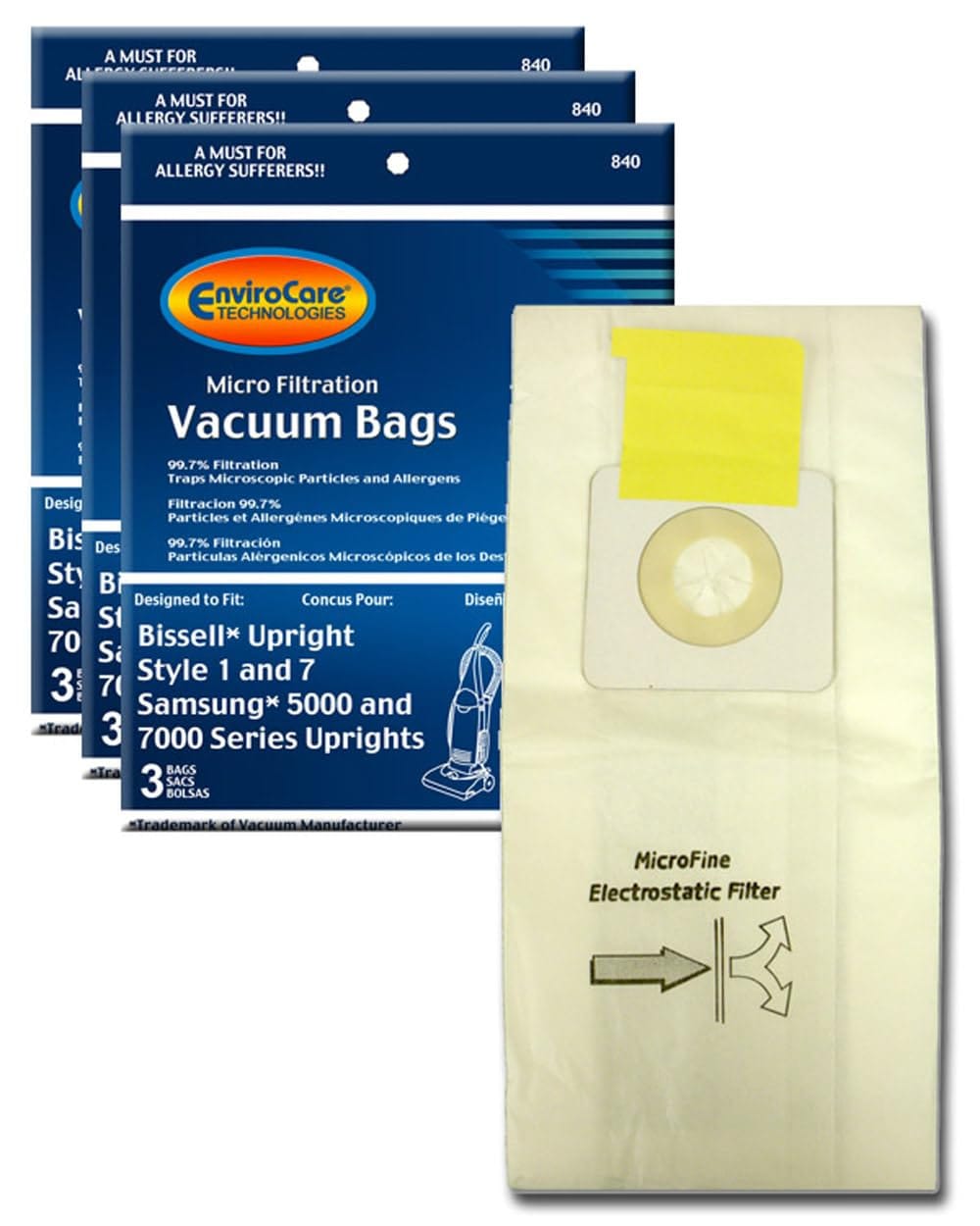Envirocare Replacement Micro Filtration Vacuum Bags for Bissell Style 1 and 7 Uprights - Pack of 9