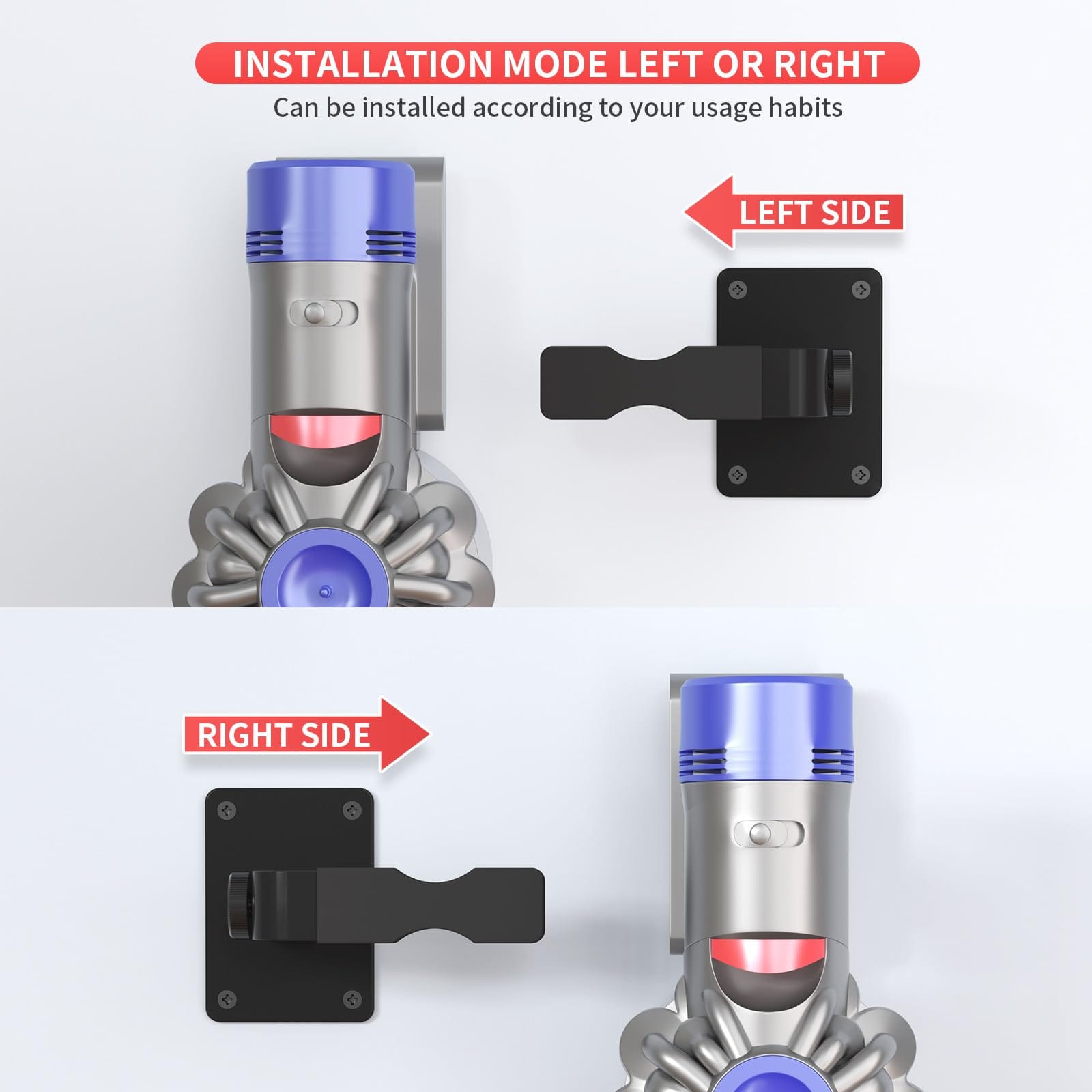 Adjustable Wall Mount for Shark and Dyson Cordless Vacuum Cleaners - Compatible with V7 V8 V10 V11 V12 V15 Models - Review Image 3