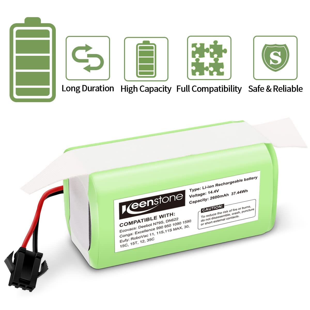 High Capacity 14.4V 2600mAh Replacement Battery for Eufy Robovac and Ecovacs Deebot | Compatible with Multiple Models - Review Image 4