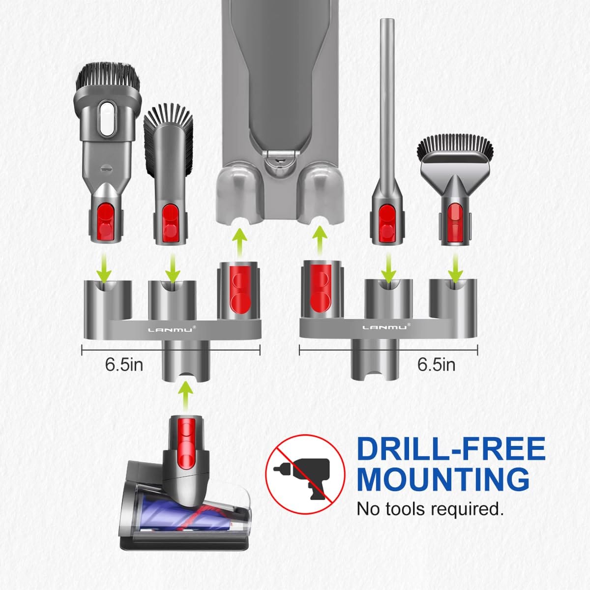LANMU Upgraded Accessory Holder for Dyson V15 V12 V11 V10 V8 V7 Gen5 Cordless Stick Vacuum Cleaner, Attachments Docking Station Organizer - Review Image 2