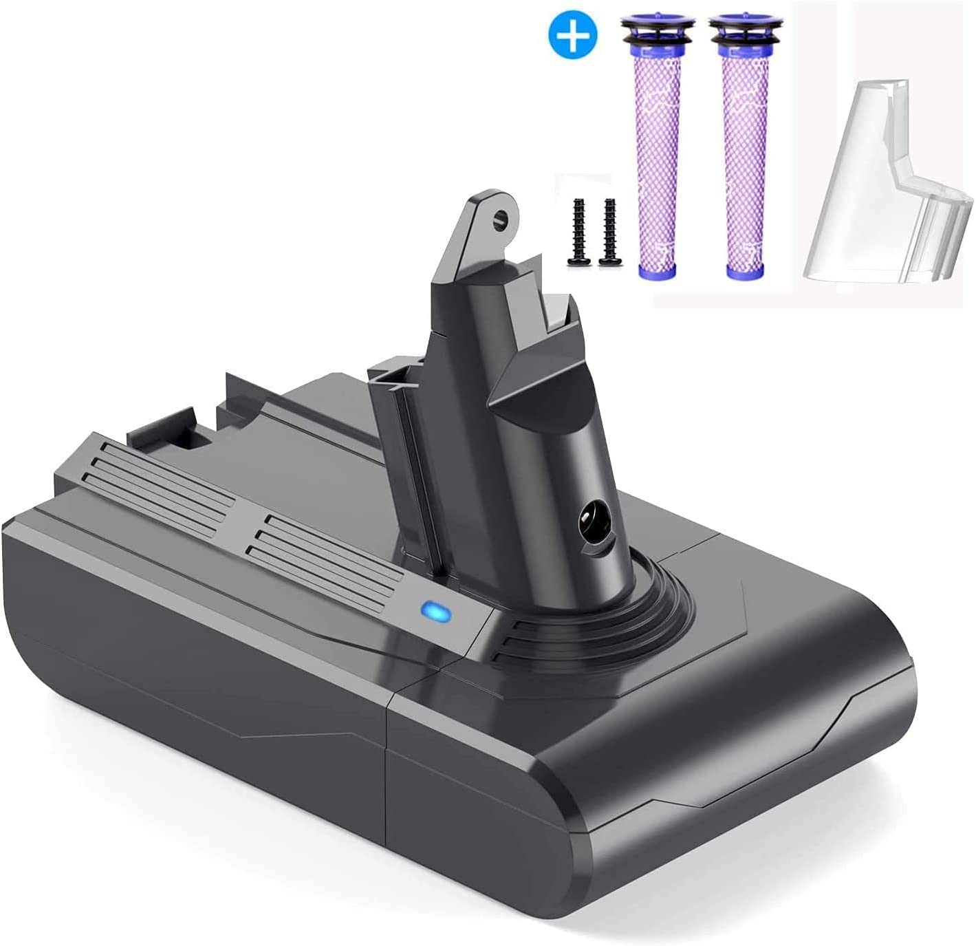 Replacement V6 Battery 6.0Ah Lithium for Dyson V6 Animal Cordless Handheld Vacuum +2 Filters, Brush, Screws