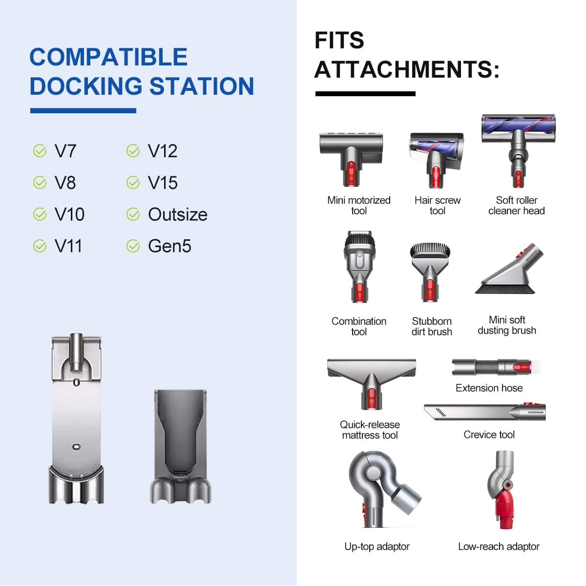 LANMU Upgraded Accessory Holder for Dyson V15 V12 V11 V10 V8 V7 Gen5 Cordless Stick Vacuum Cleaner, Attachments Docking Station Organizer - Review Image 4