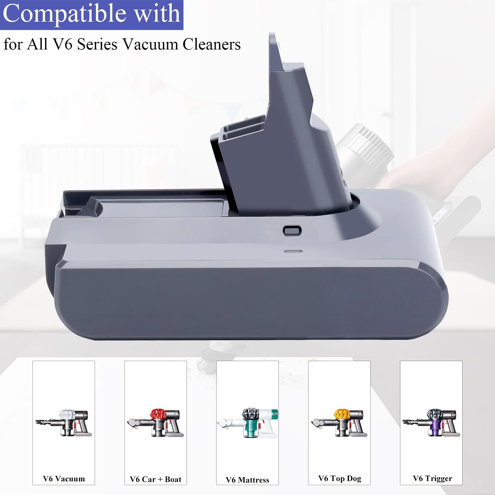 High-Capacity Lasica 4.5 Ah 21.6V V6 Replacement Battery with 2 Filters - Compatible with Dyson V6 Vacuum Cleaners - Review Image 2