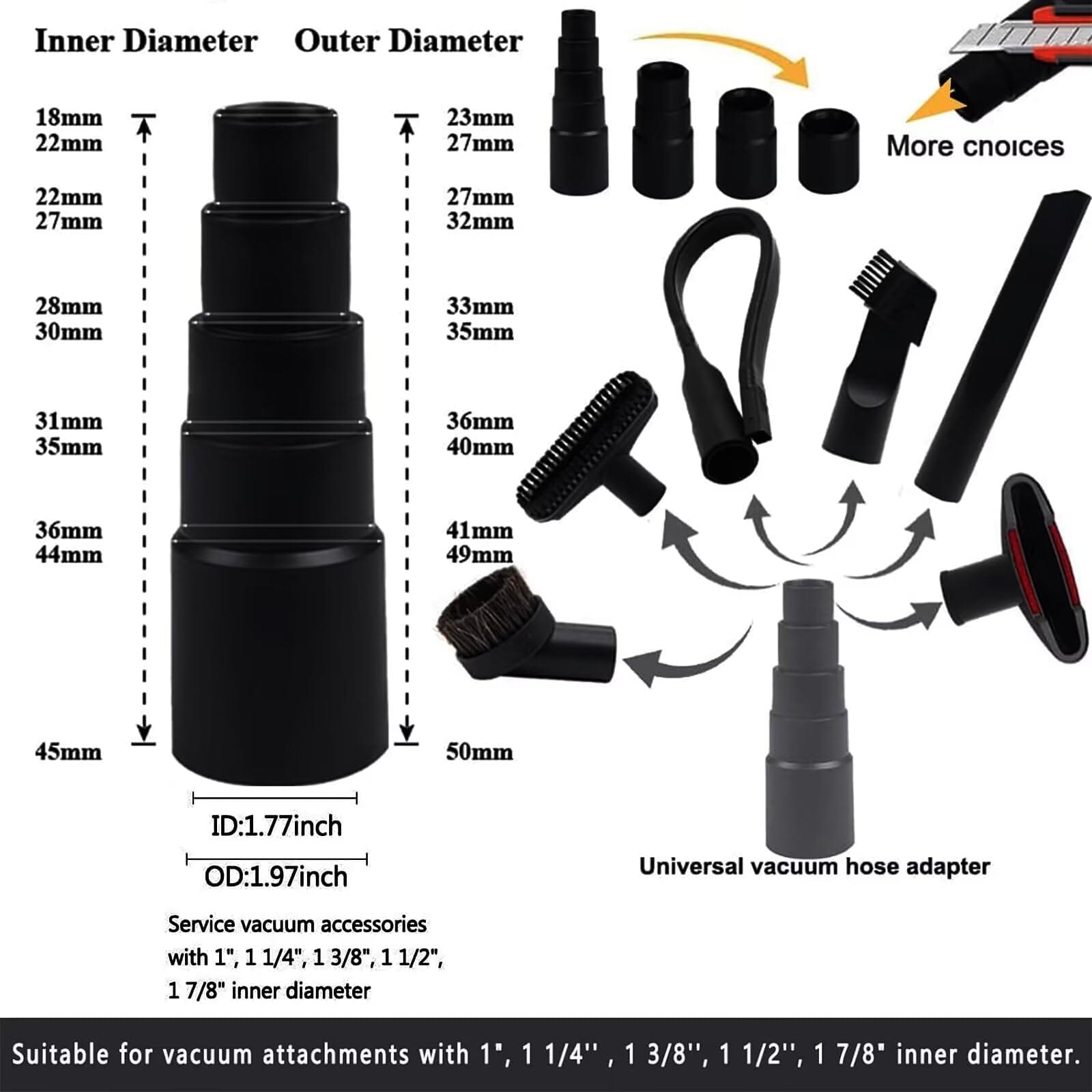 15-Piece Universal Vacuum Attachments Kit with Hose Adapters and Brushes for Shop Vac Accessories - Review Image 4