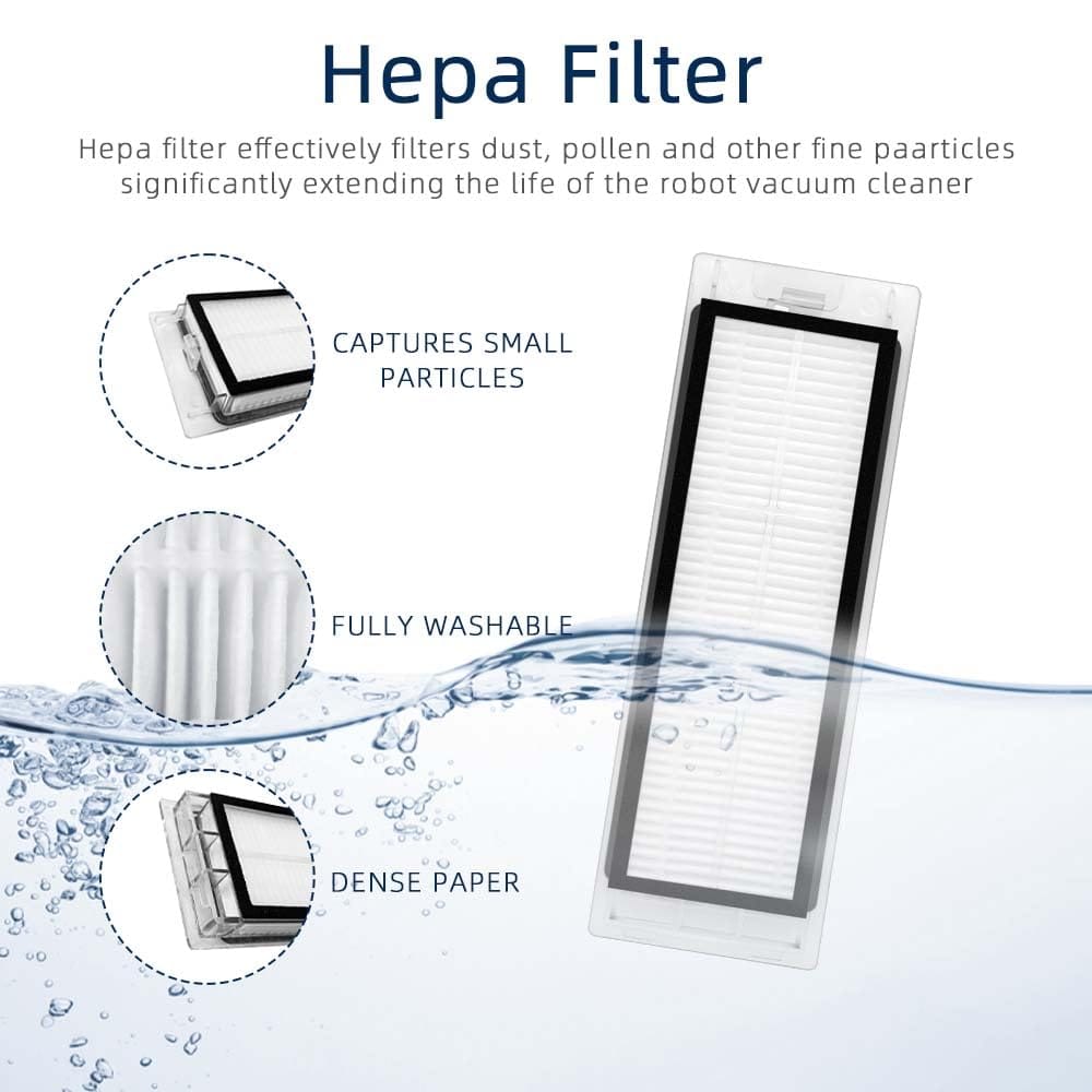 Compatible Replacement Kit for Roborock Q5, Q5+, Q5 Plus Robot Vacuum Cleaner Spare Parts - Includes 1 Main Brush, 4 Hepa Filters, 4 Side Brushes - Review Image 3