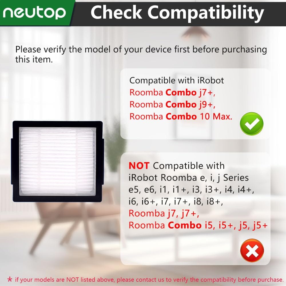 Neutop High-Efficiency HEPA Filter 6-Pack for Irobot Roomba Combo J7+, J9+, 10 Max - Robot Vacuum and Mop Replacement Parts - Review Image 2