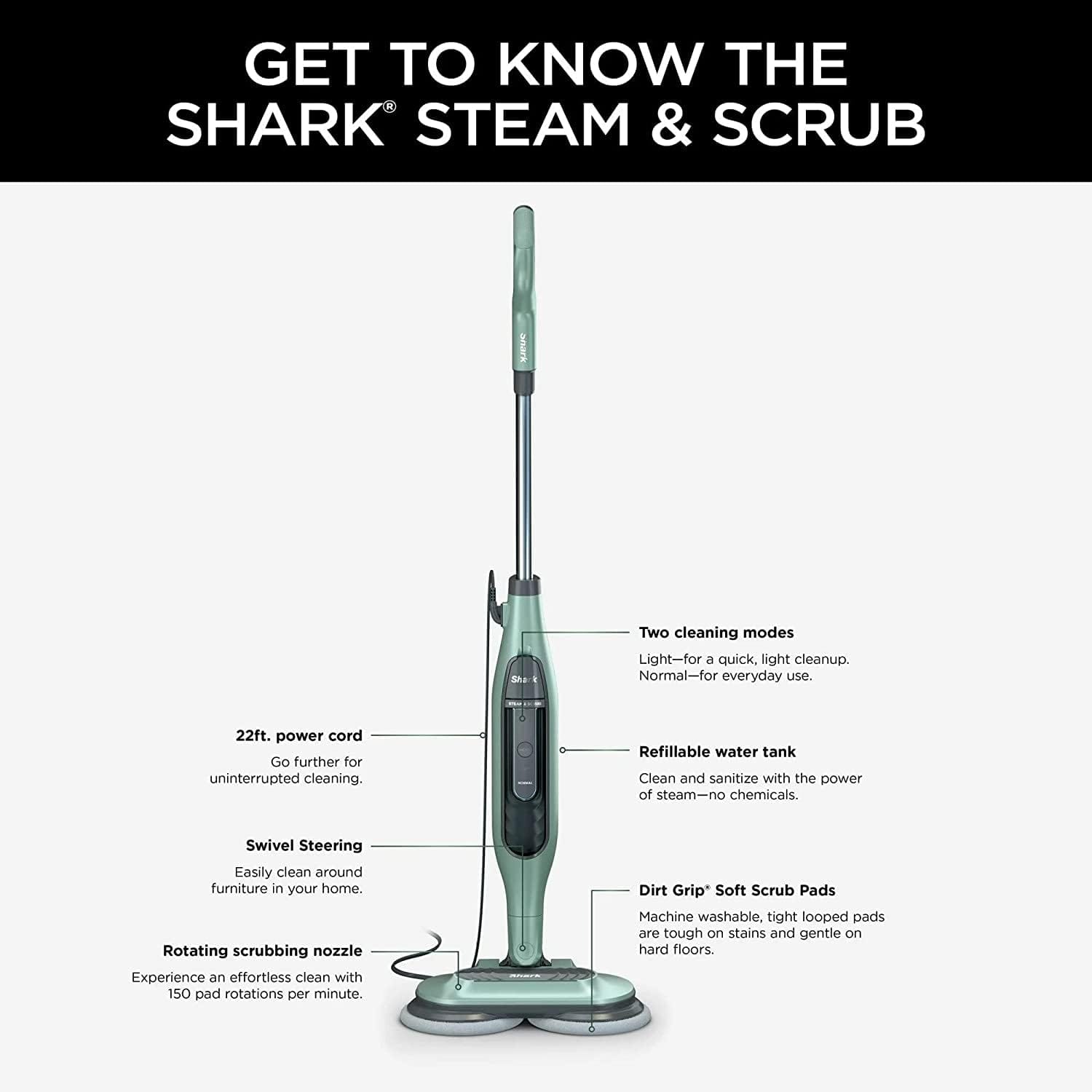 Renewed Shark S7000Amz All-In-One Hard Floor Steam Mop, Scrubbing & Sanitizing - Pure Water - Review Image 2
