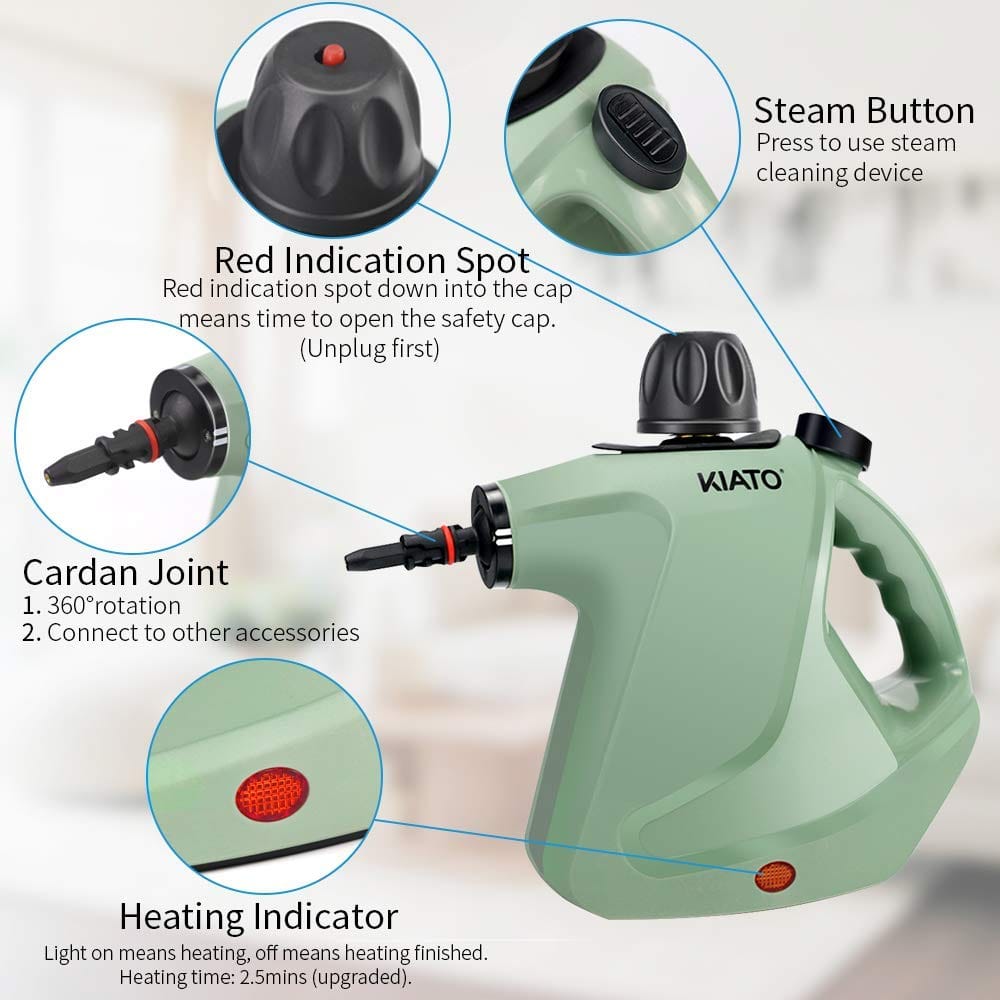 Kiato 10-in-1 Handheld Steam Cleaner for Cleaning Home, Sofa, Car, Office (Green) - Review Image 4