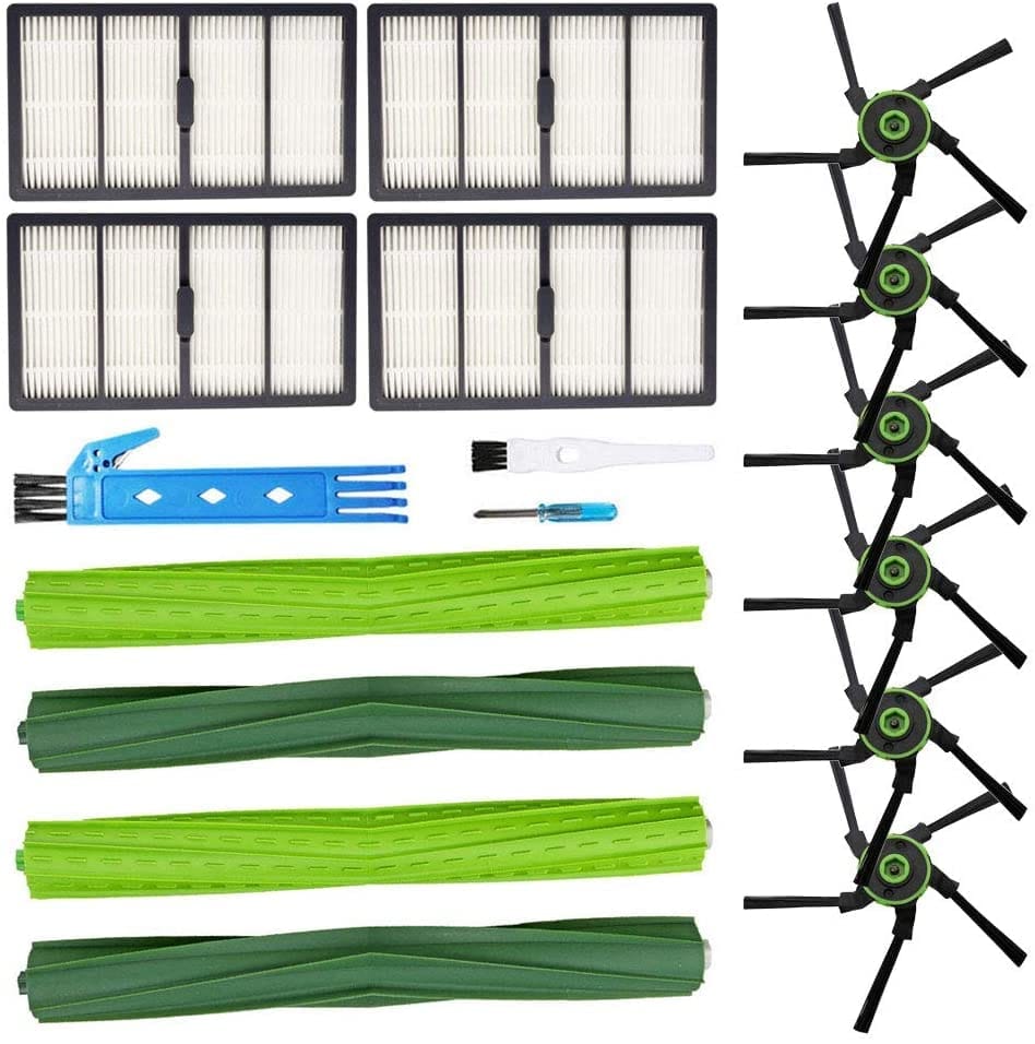 Compatible Replacement Parts for iRobot Roomba S9 (9150) S9+ S9 Plus (9550) - 2 Rubber Brushes, 4 Filters, 6 Side Brushes Kit