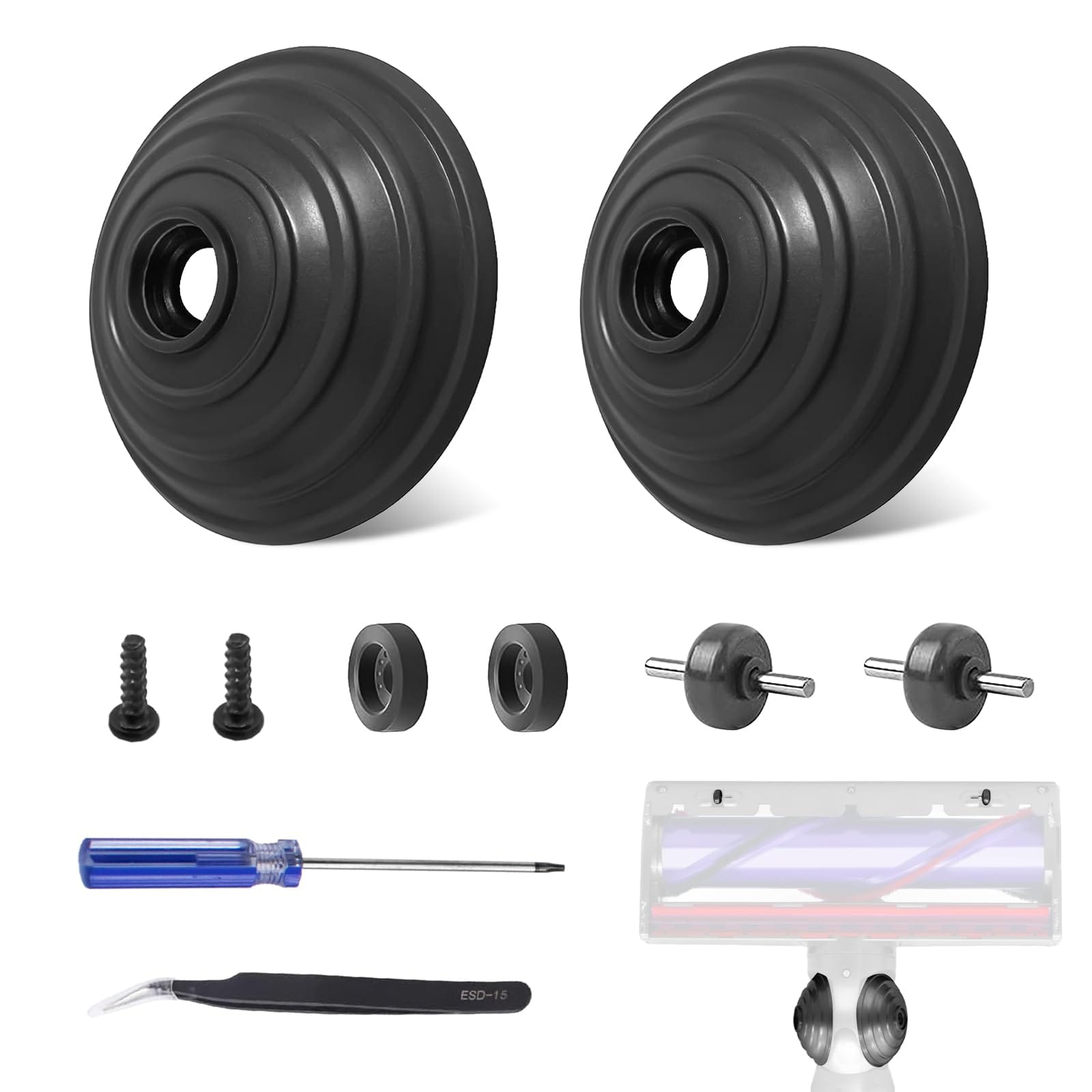 Garbage Fighter Ball and Soleplate Wheel Replacement Kit for Dyson Vacuum Cleaners V6-V12, DC58-DC74 (35W/50W), Budget-Friendly Option