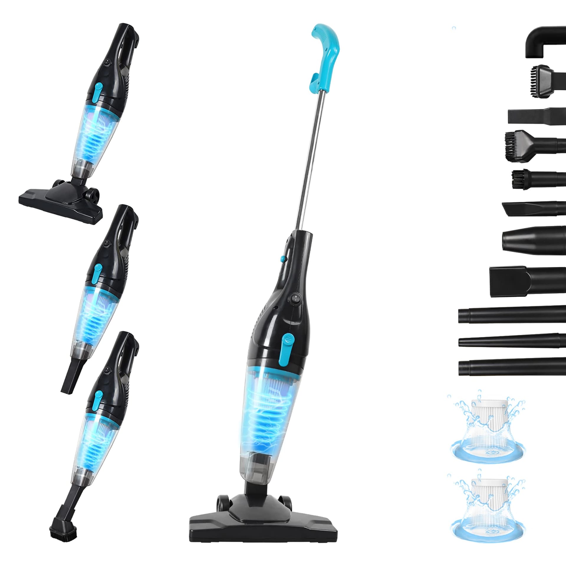Intercleaner Corded Stick Vacuum Cleaner 15Kpa Powerful Suction, 400W Motor | 12-in-1 Lightweight Bagless Vacuum for Hardwood Floors, Carpet, Car, Pet Hair