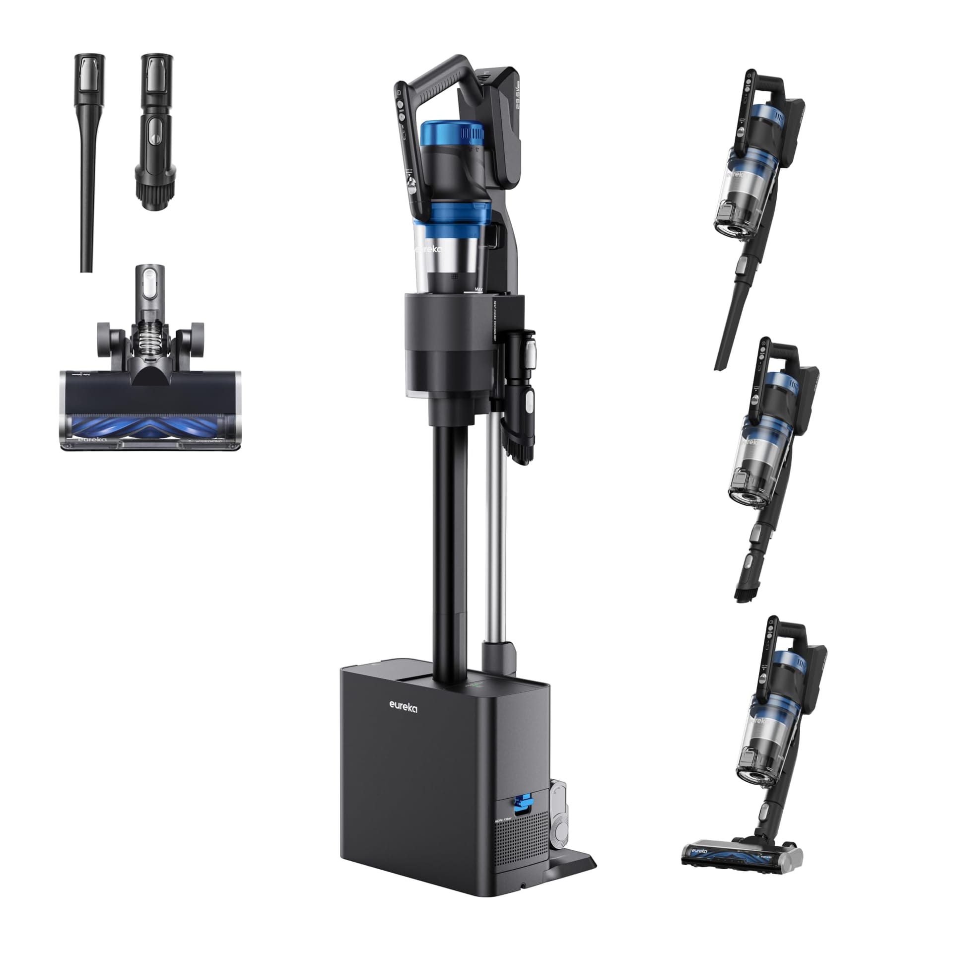 Eureka Stylus Elite Cordless Stick Vacuum Cleaner | Powerful Suction, Anti-Tangle Brushroll, Self-Emptying Station, 5-Layer Filter - Blue