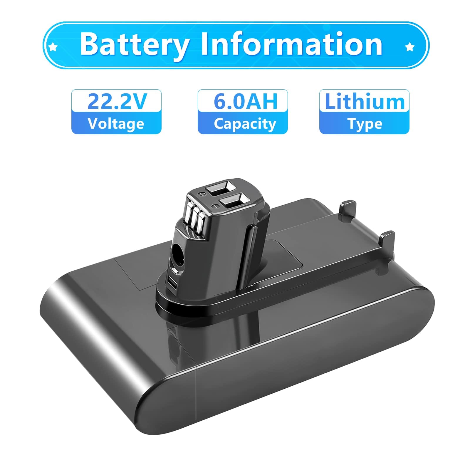 Turpow 6.0Ah Replacement Battery for Dyson DC35 Handheld Vacuum Cleaner, 22.2V Type A, Compatible with DC31 DC34 DC44 DC45 Animal 917083-01 - Review Image 3