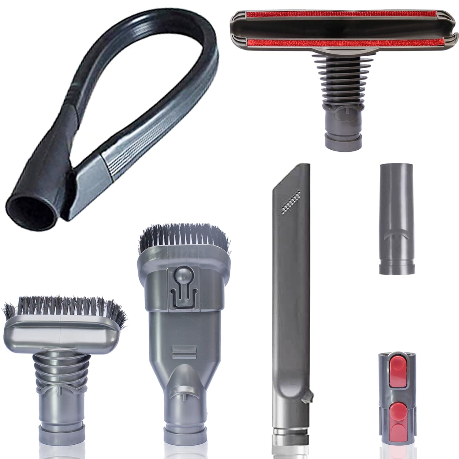 Flexible Crevice Tool & Dust Brush Attachment Kit for Dyson Vacuums - Household Cleaning Tool Kit with Adapters for V6 V7 V8 V10 V11 V15