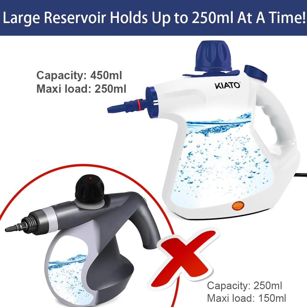 Kiato 10-in-1 Handheld Steam Cleaner for Upholstery, Home, Car, and Office Cleaning - White - Review Image 3