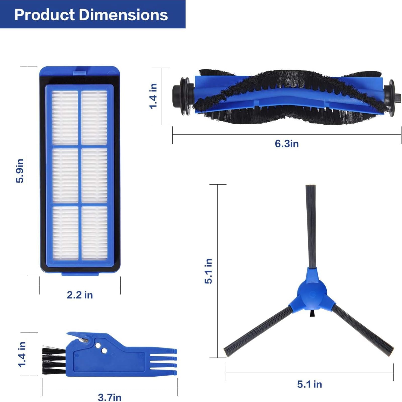 Compatible Replacement Accessories Kit for Eufy Robovac 11S Max, 15C Max, 30C Max, G30 Edge, G10 Hybrid - Includes Main Brush, Side Brushes, Filters - Review Image 3