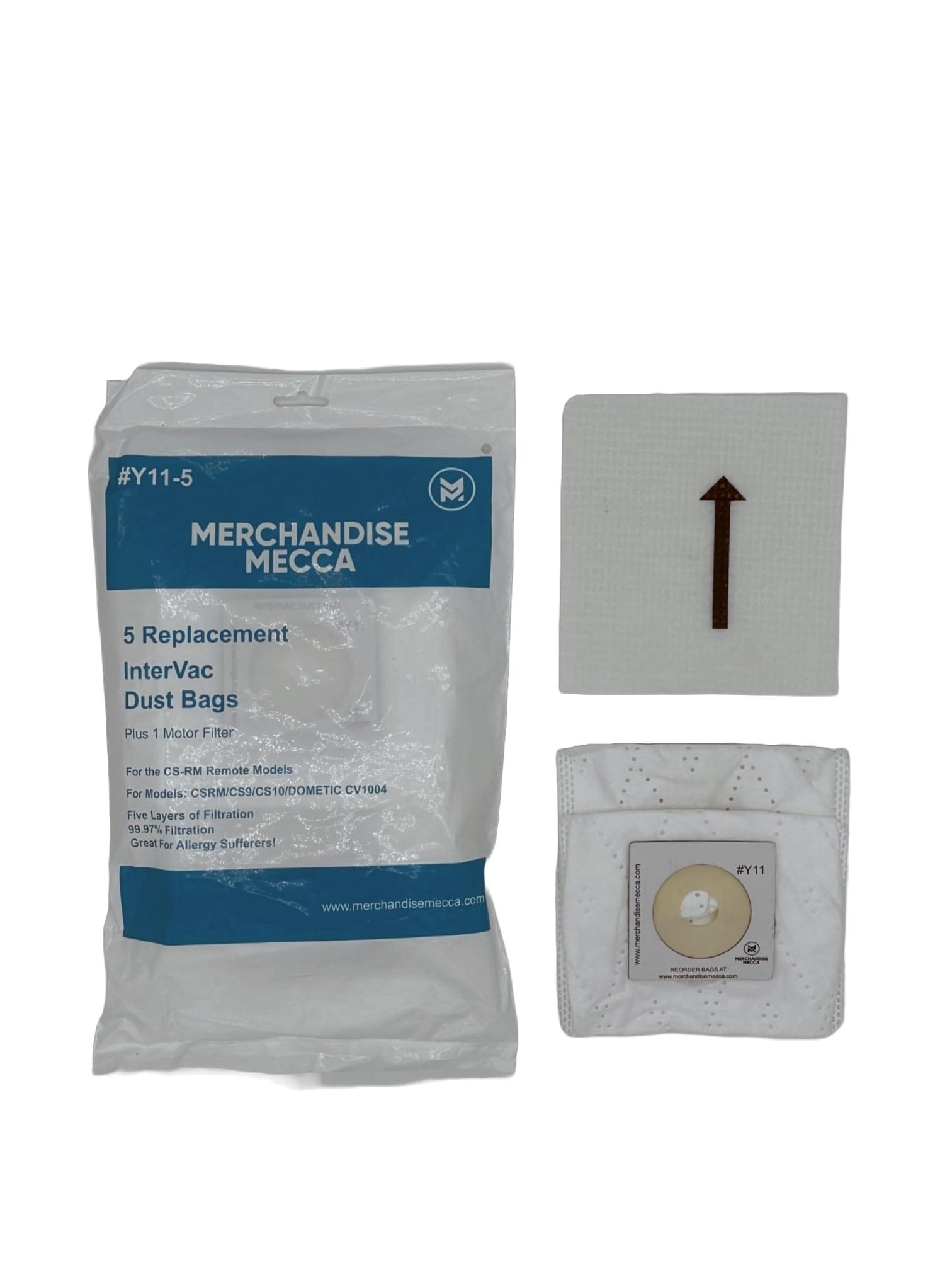 High-Quality Replacement Y11 Vacuum Bags for Intervac Models - Set of 5 Cloth Bags & 1 Motor Filter