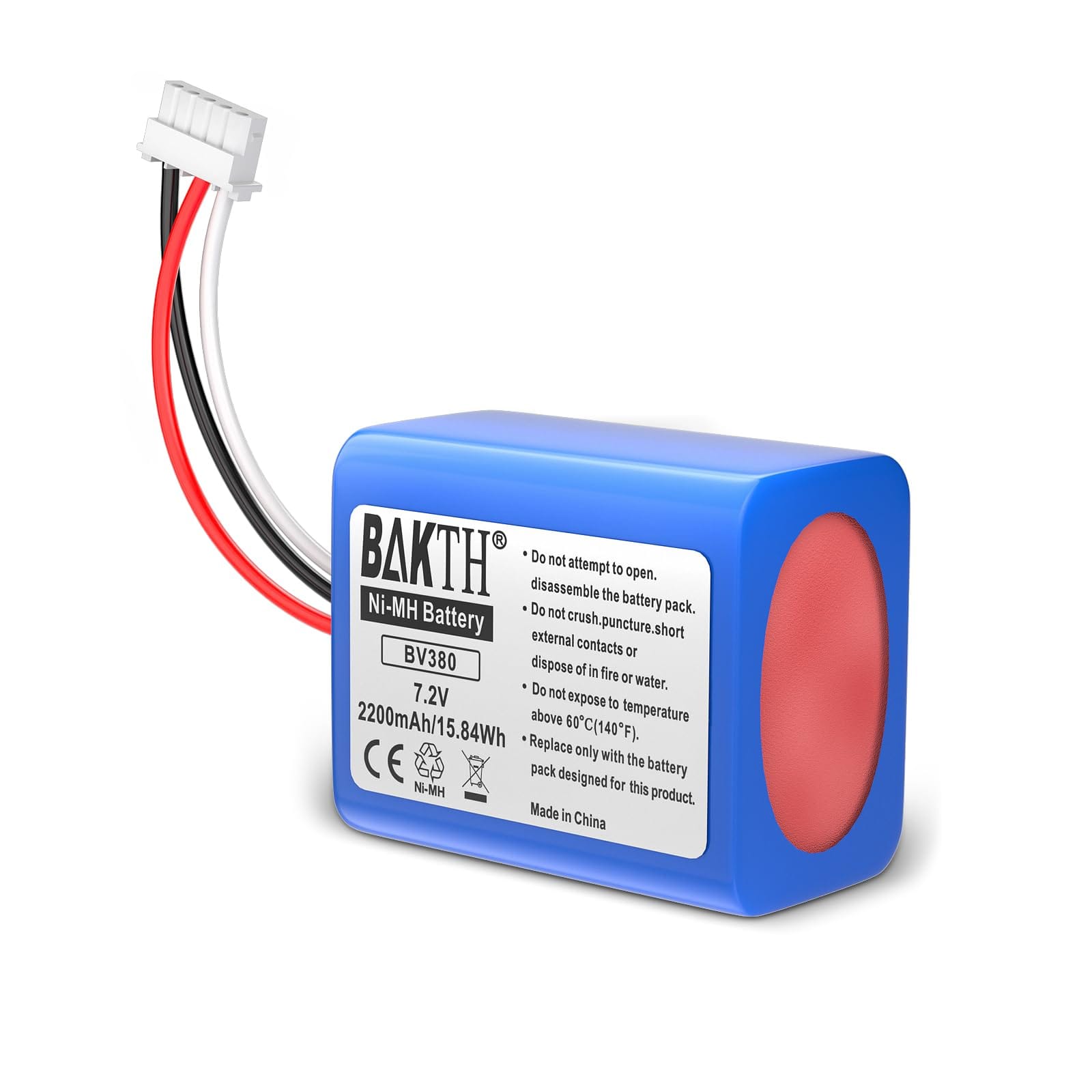 Bakth 7.2V Ni-MH 2200mAh Replacement Battery for iRobot Braava 380, 380T, 390T, Mint 5200, 5200B, 5200C Vacuum Cleaner - Long Life and Stable Performance