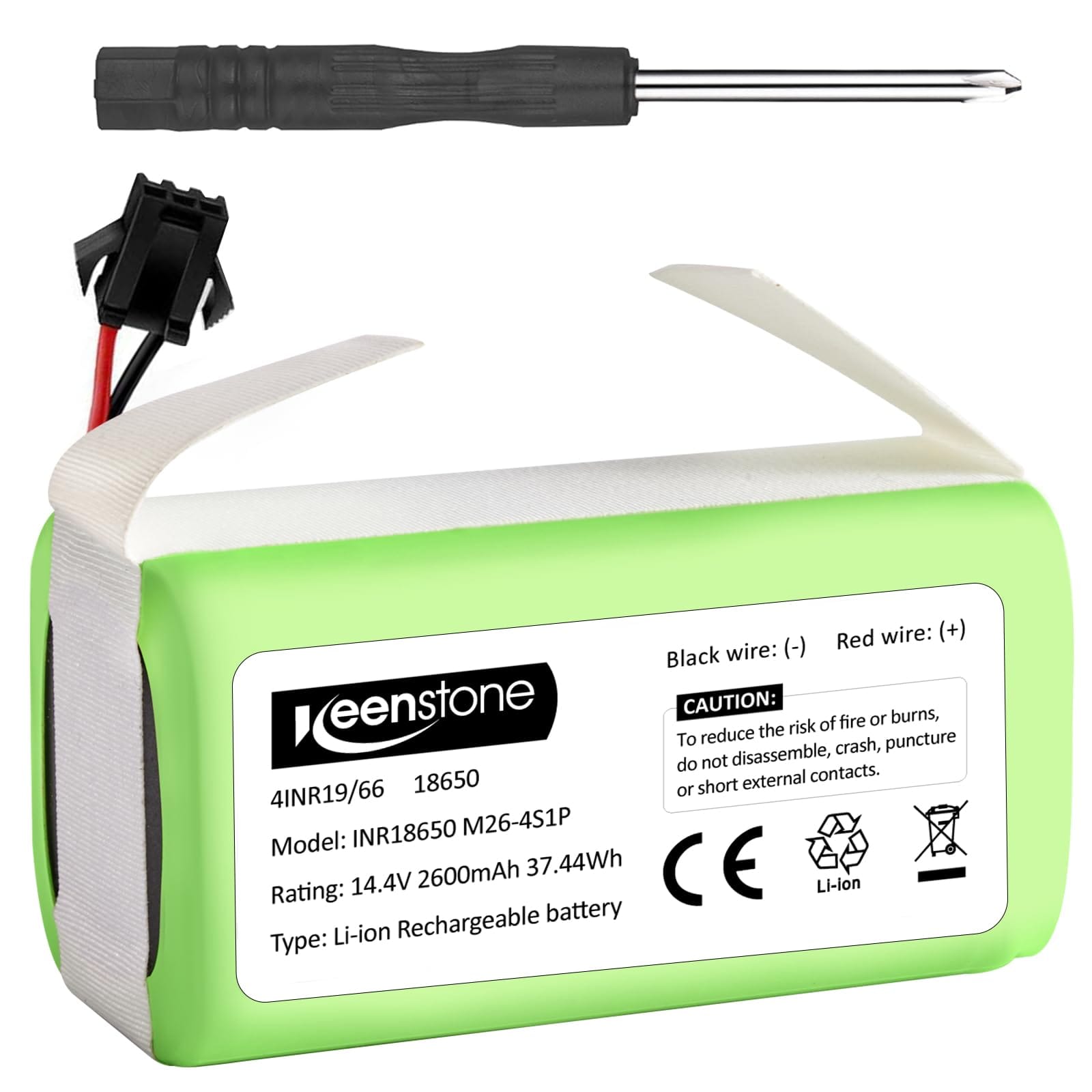 High Capacity 14.4V 2600mAh Replacement Battery for Eufy Robovac and Ecovacs Deebot | Compatible with Multiple Models
