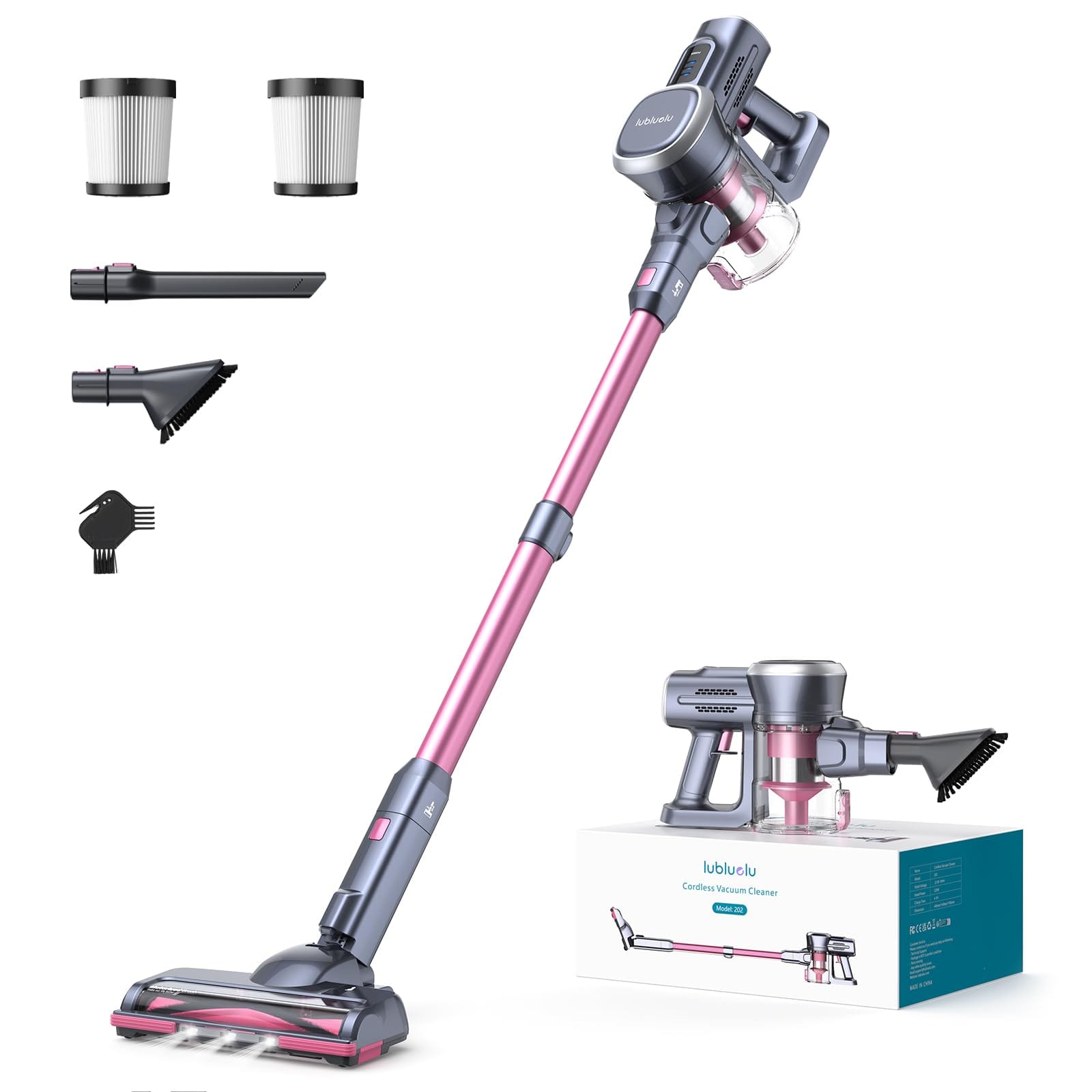 Powerful 25000Pa Cordless Stick Vacuum Cleaner with Detachable Battery and Self-Standing Feature