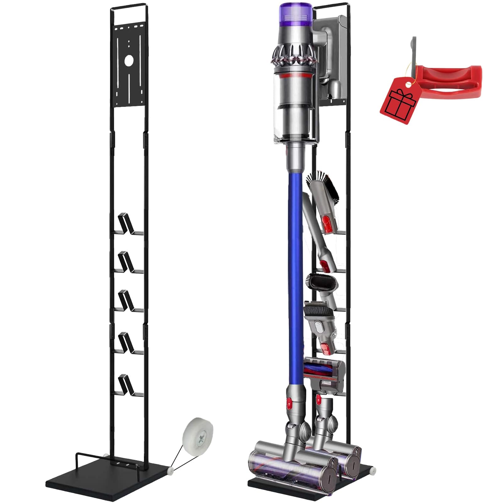 Lasvea Vacuum Stand with Wheels Compatible With Dyson V15 V11 V10 V8 V7 V6 - Heavy Base Metal Bracket Holder for Cordless Vacuum Cleaners & Accessories