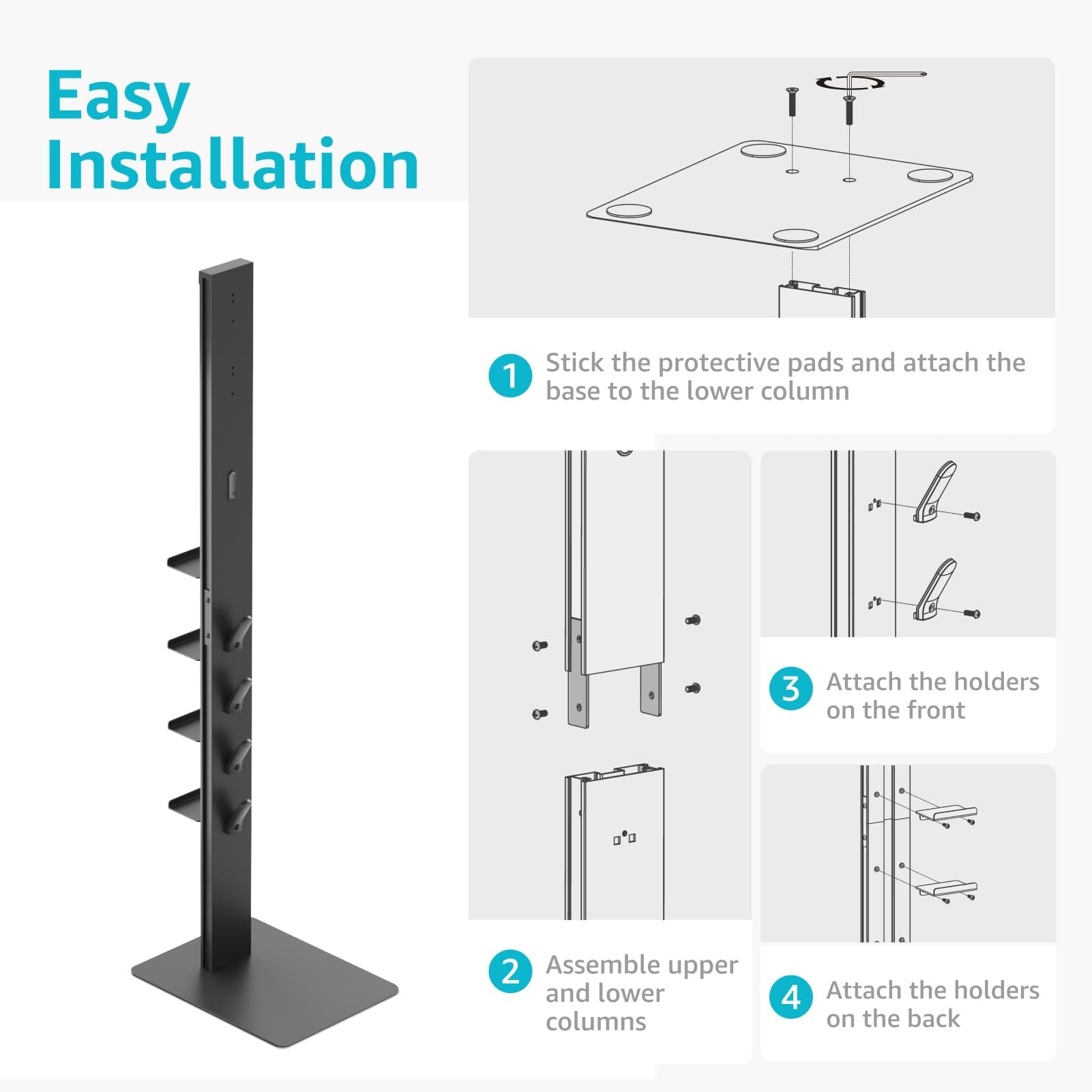 Black Metal Stand for Dyson Cordless Vacuums - Vacuum Cleaner Organizer with Hooks and Shelves - Review Image 4