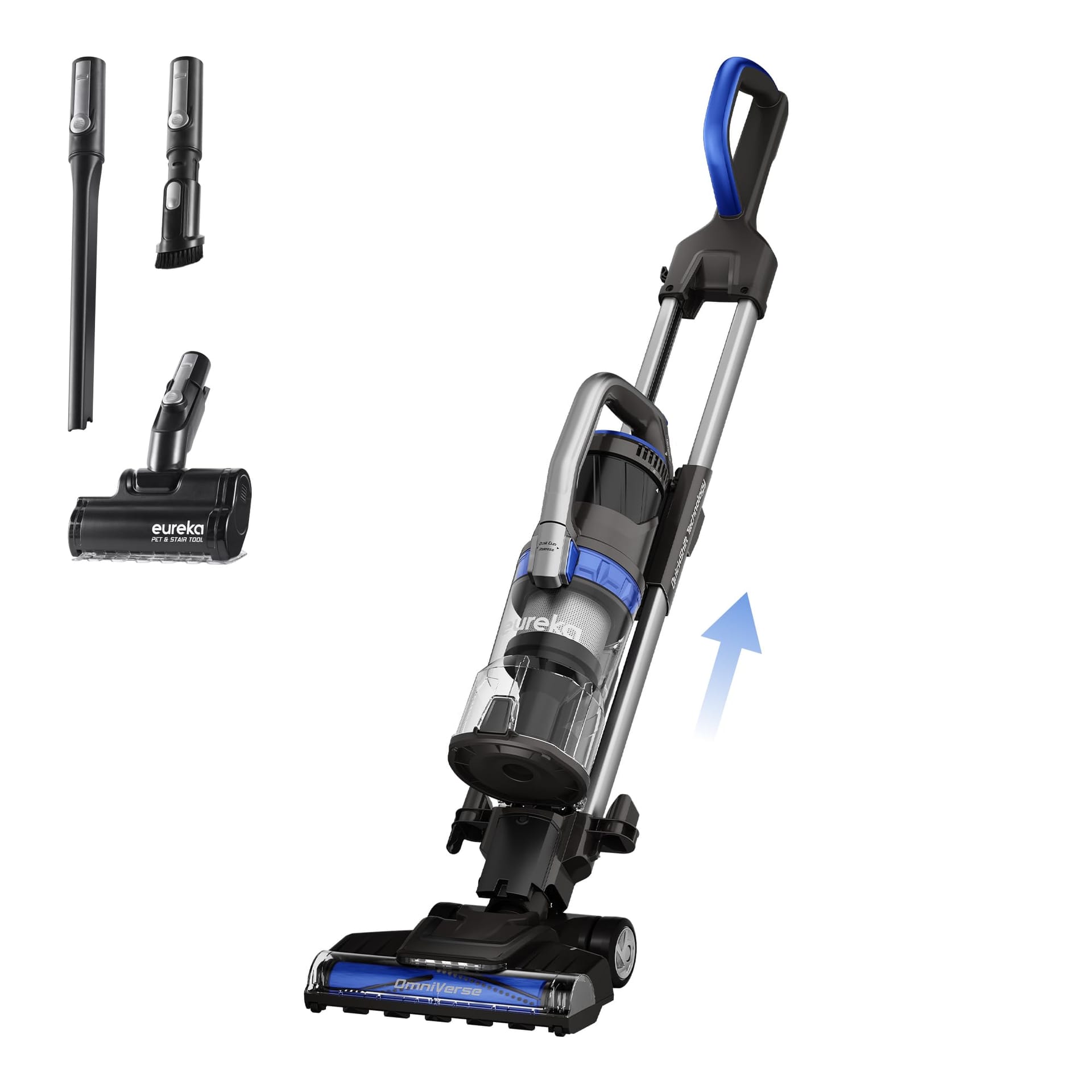 Eureka NEU801BL Quickshift Upright Vacuum Cleaner with Anti-Tangle Technology, HEPA Filter, Large Dust Cup, and Pet & Stair Tool
