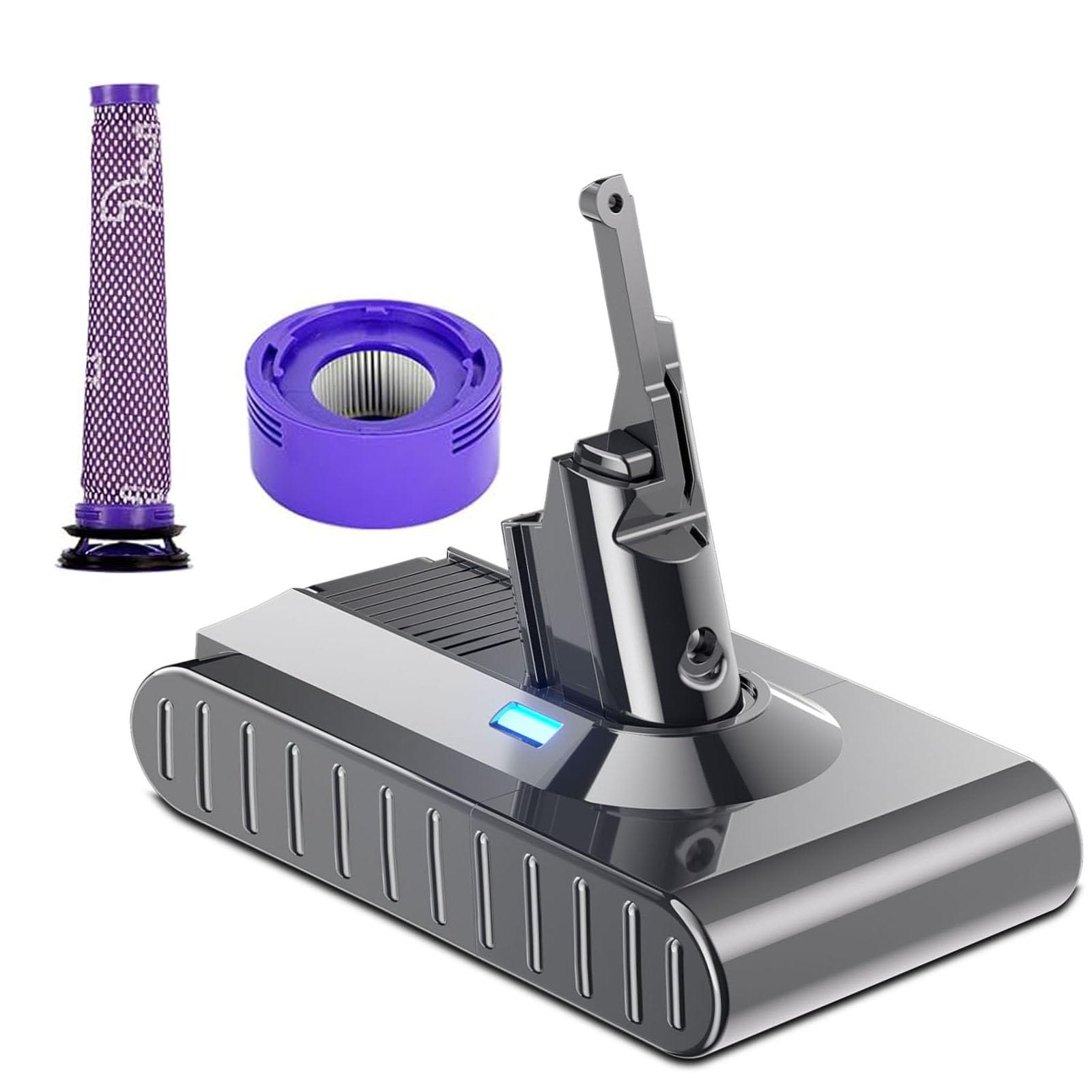 High Capacity 7000mAh 21.6V Li-ion Replacement Battery for Dyson V8 Cordless Stick Vacuum with Filters - 215681 Compatible with V8 Models