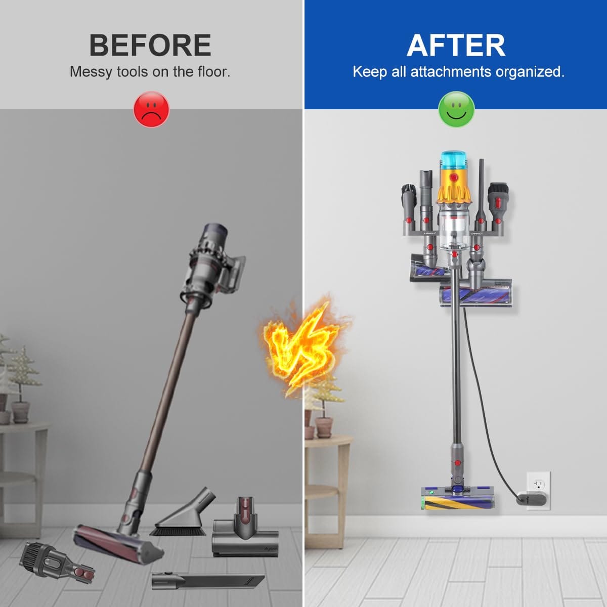 LANMU Upgraded Accessory Holder for Dyson V15 V12 V11 V10 V8 V7 Gen5 Cordless Stick Vacuum Cleaner, Attachments Docking Station Organizer - Review Image 5